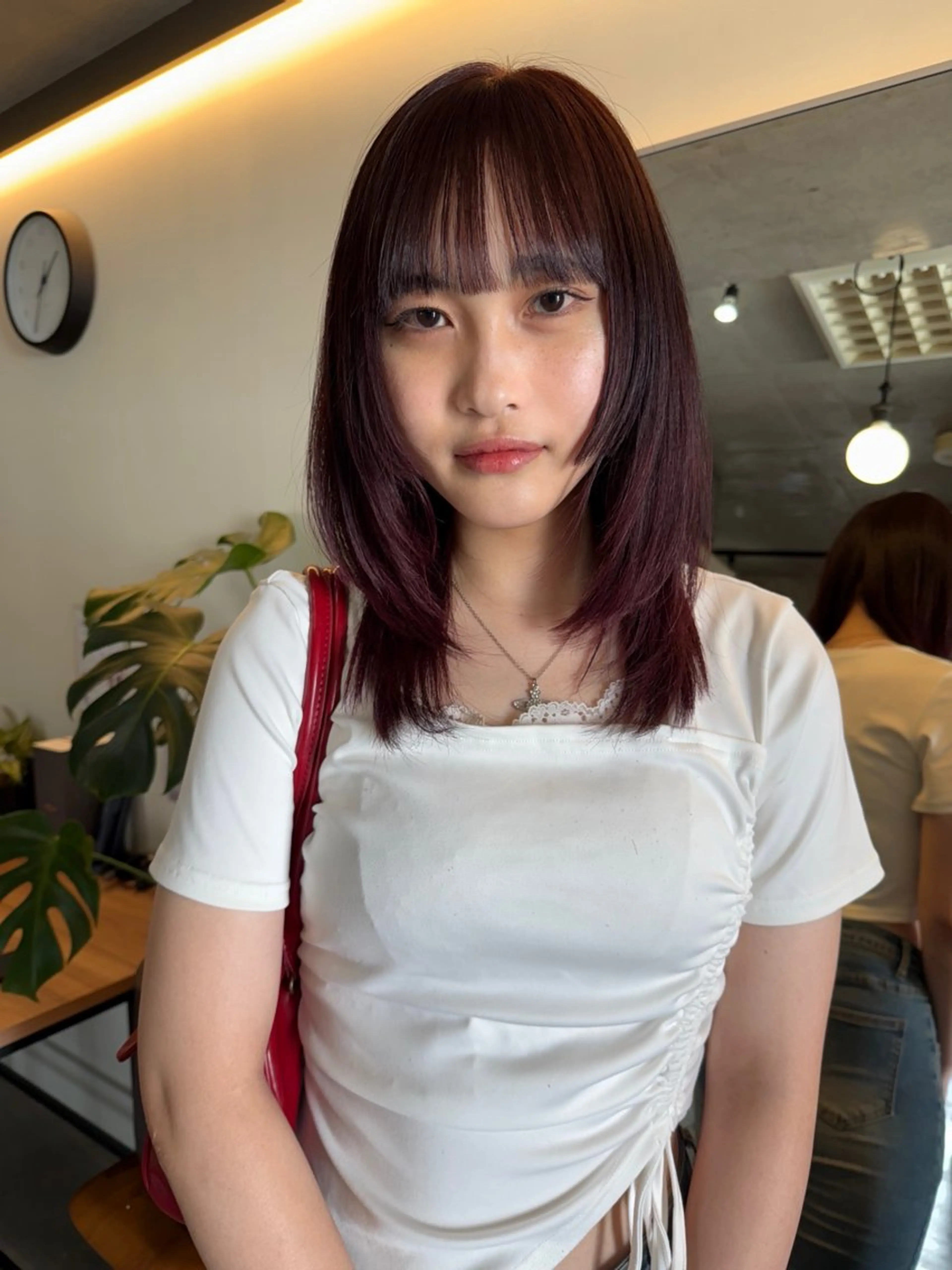 ミディアム レッドブラウン レイヤーカット カット ヘアカラー レイヤーカット\ウル フ　chinatsuのヘアスタイル