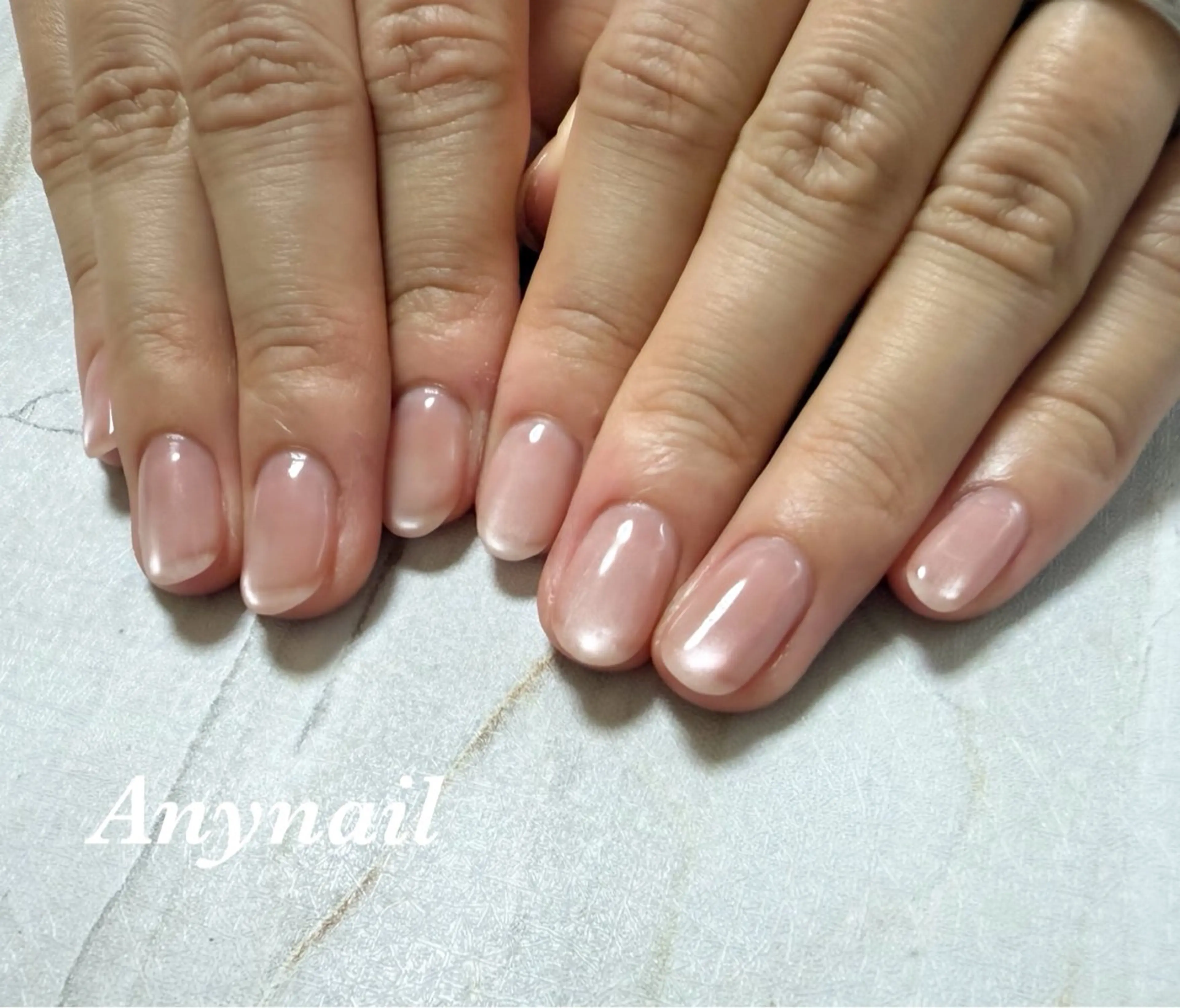 ネイル ブルー マグネットネイル オフィスネイル ワンカラーネイル ハンドネイル 岩澤 恵子のネイルデザイン