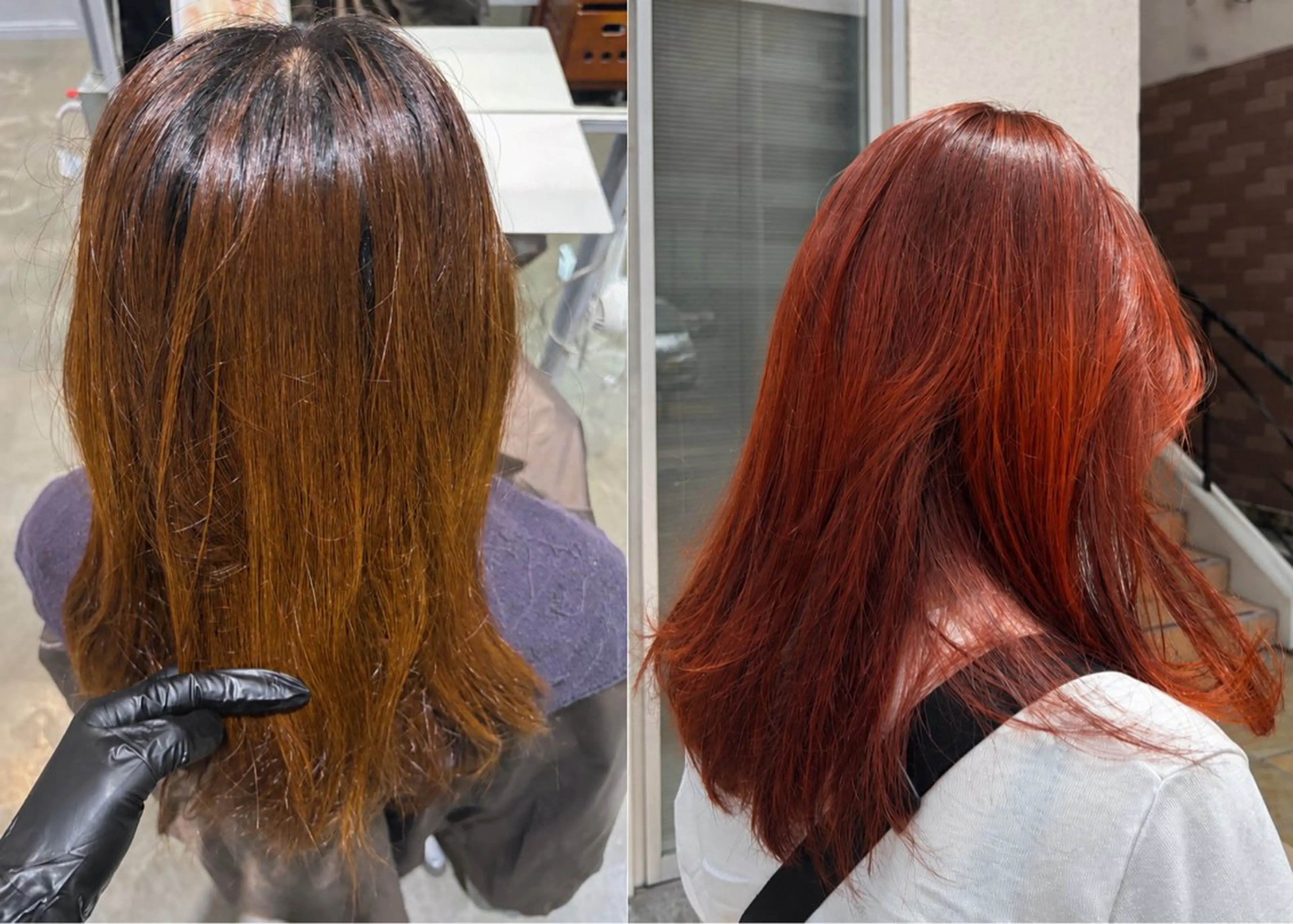 ミディアム カラー オレンジ ヘアカラー トリートメント Helena ゆりあのヘアスタイル