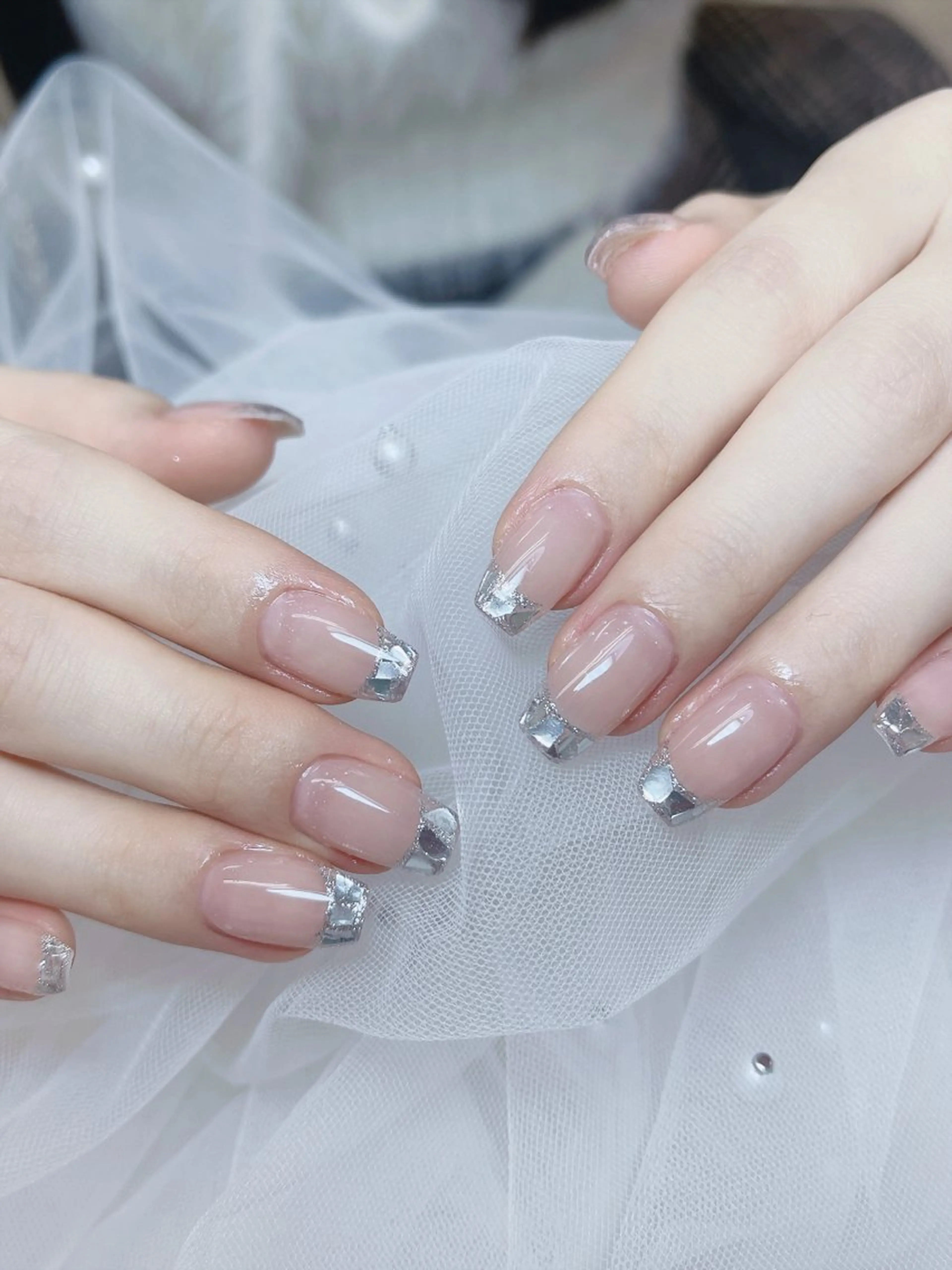 ネイル チークネイル 成人式 フレンチネイル グラデーション 氷ネイル・うるうるネイル DUO MI nail salonのネイルデザイン
