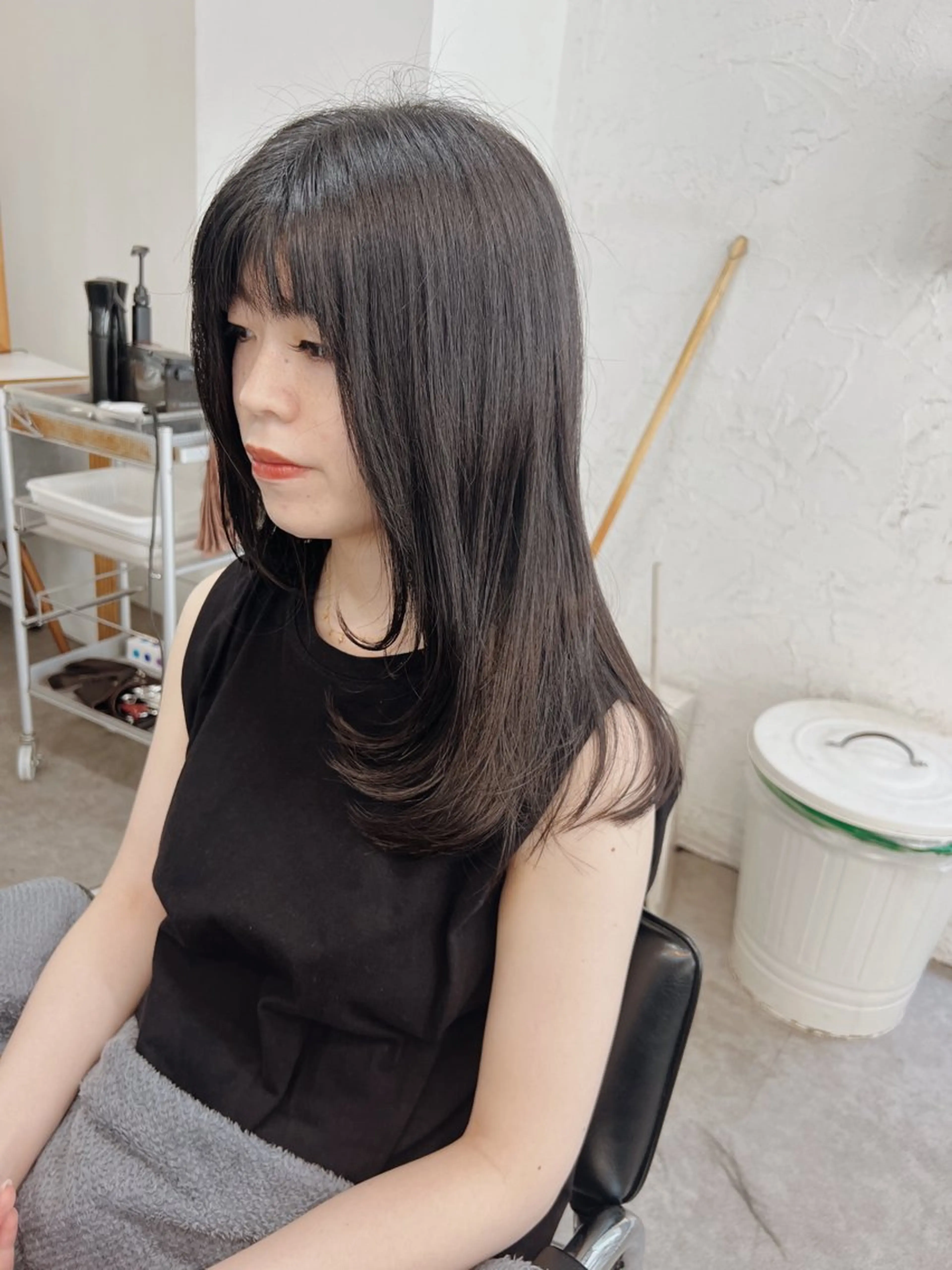 ロング カラー パーマ ヘアアレンジ ロングレイヤー くびれヘア 顔まわりレイヤー 韓国風ヘア くびれレイヤー ショートヘア原宿 fifth コシのヘアスタイル