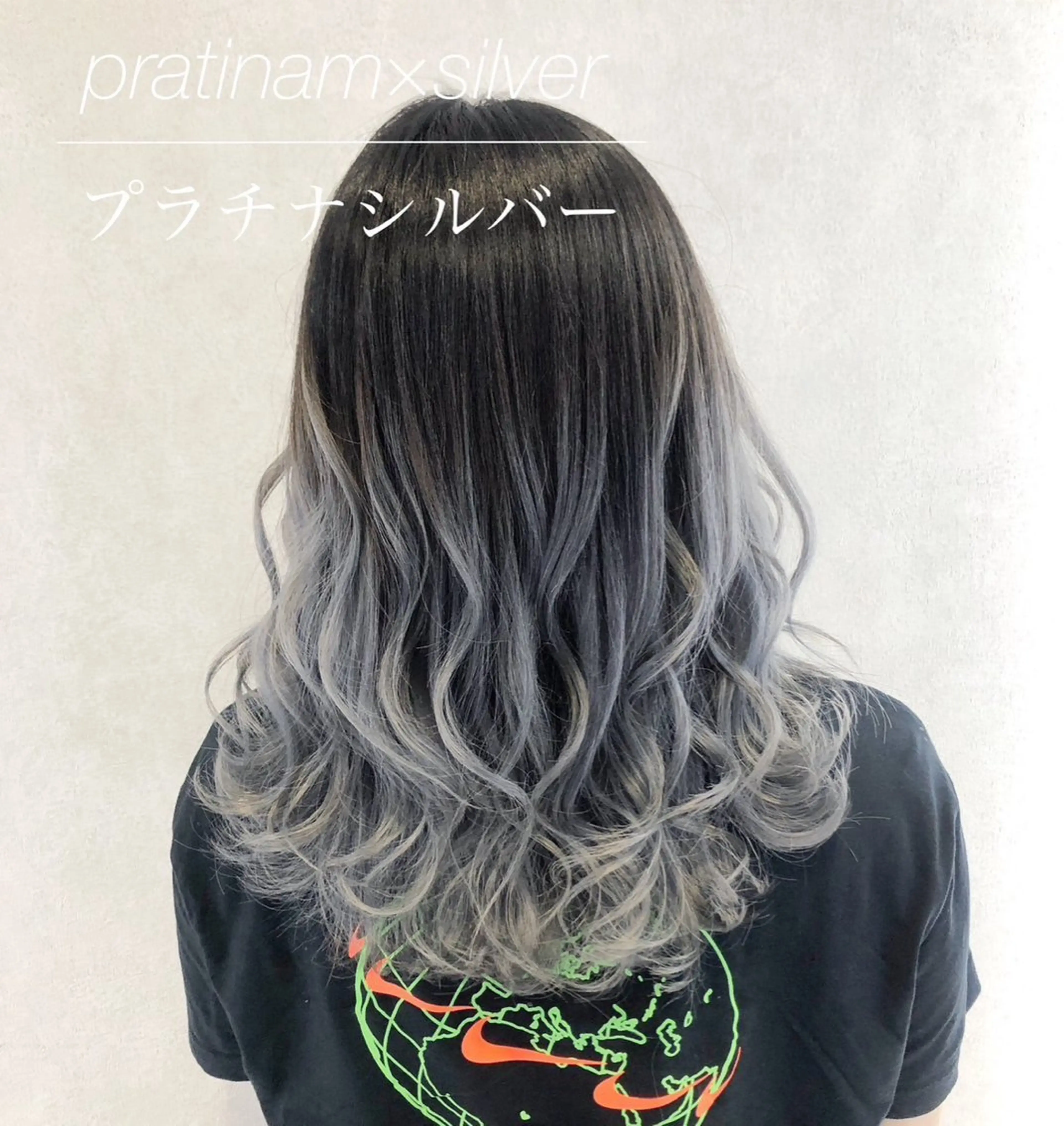 セミロング カラー グラデーションカラー ハイトーンカラー シルバー エクステ 代表/七瀬/ギャル/ シールエクステ/渋谷のヘアスタイル