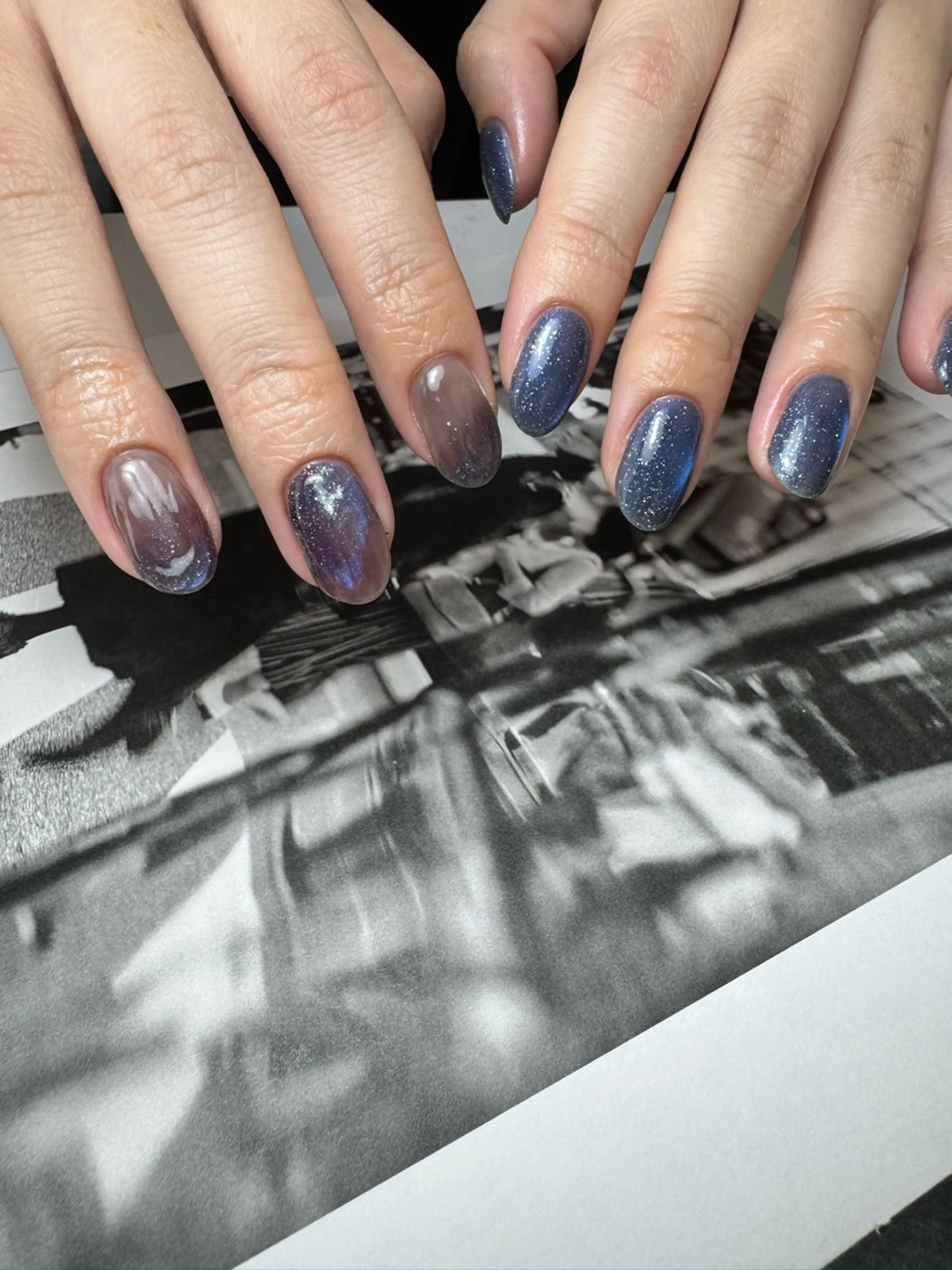 ネイル マグネットネイル ニュアンスネイル ハンドネイル 白日-hakubi nail-のネイルデザイン