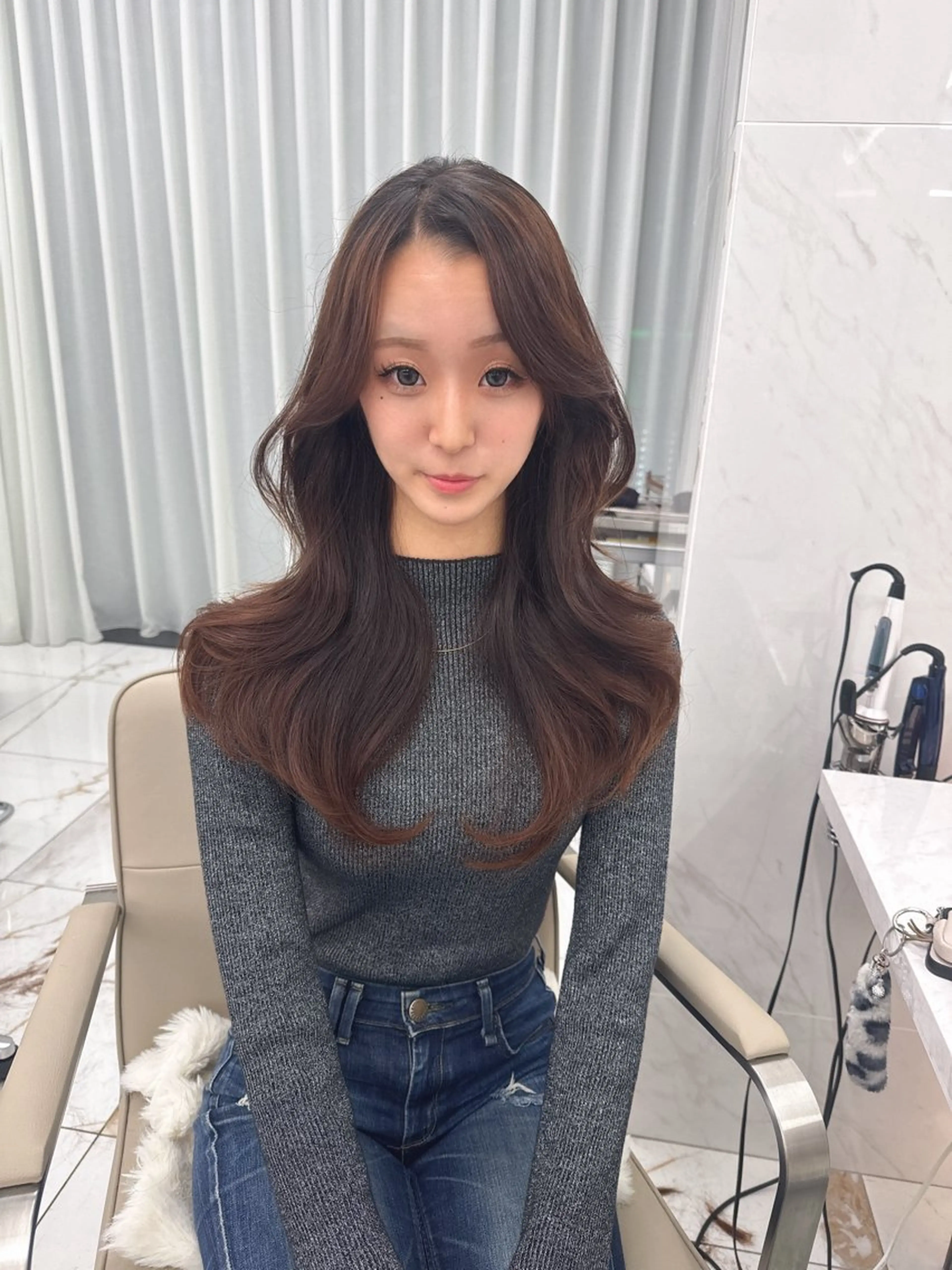 ロング のり🐼顔まわり/ 韓国/レイヤーカットのヘアスタイル