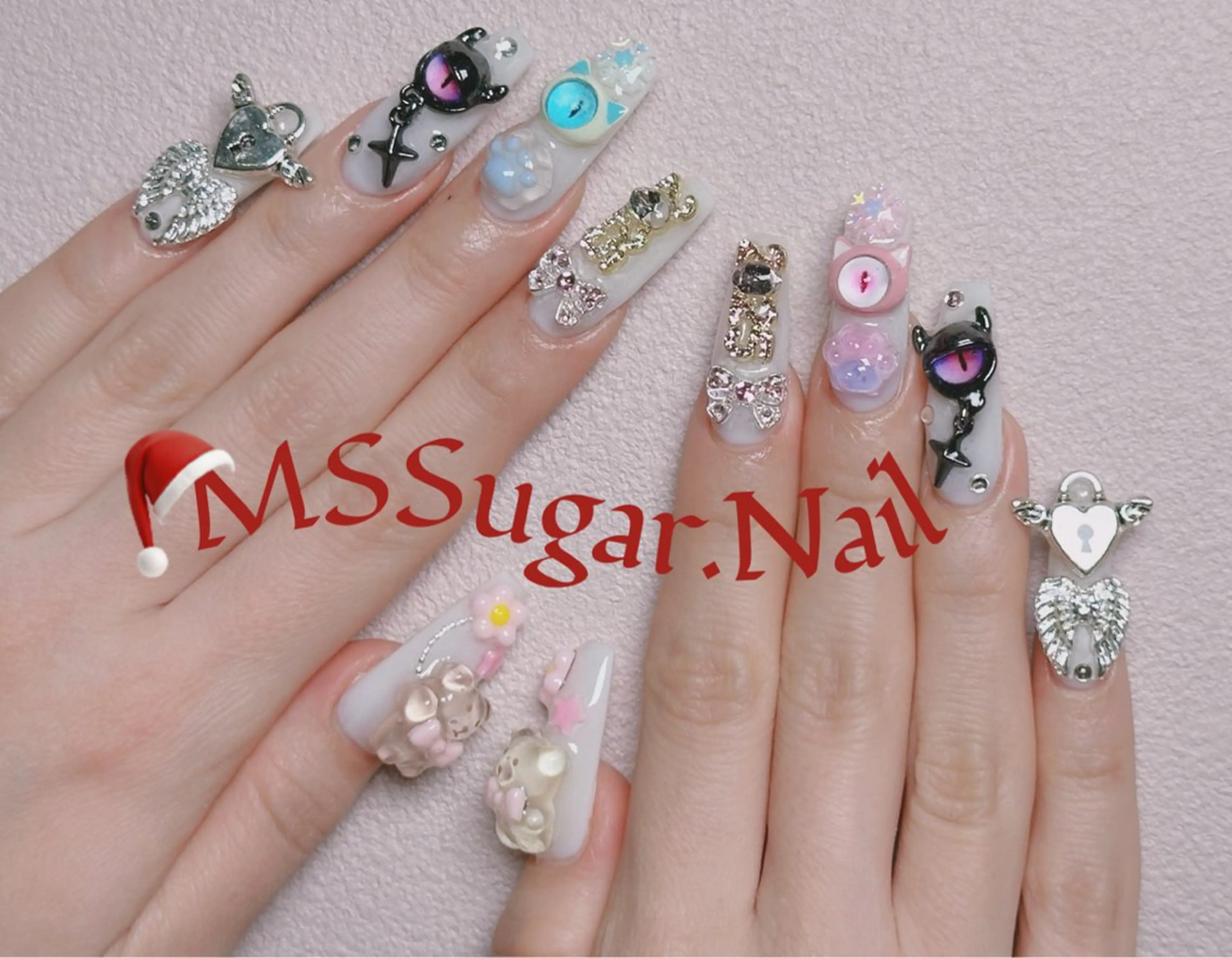 ネイル ハロウィン ロングネイル マグネットネイル スカルプネイル ネイルチップ MSSugar Nailのネイルデザイン