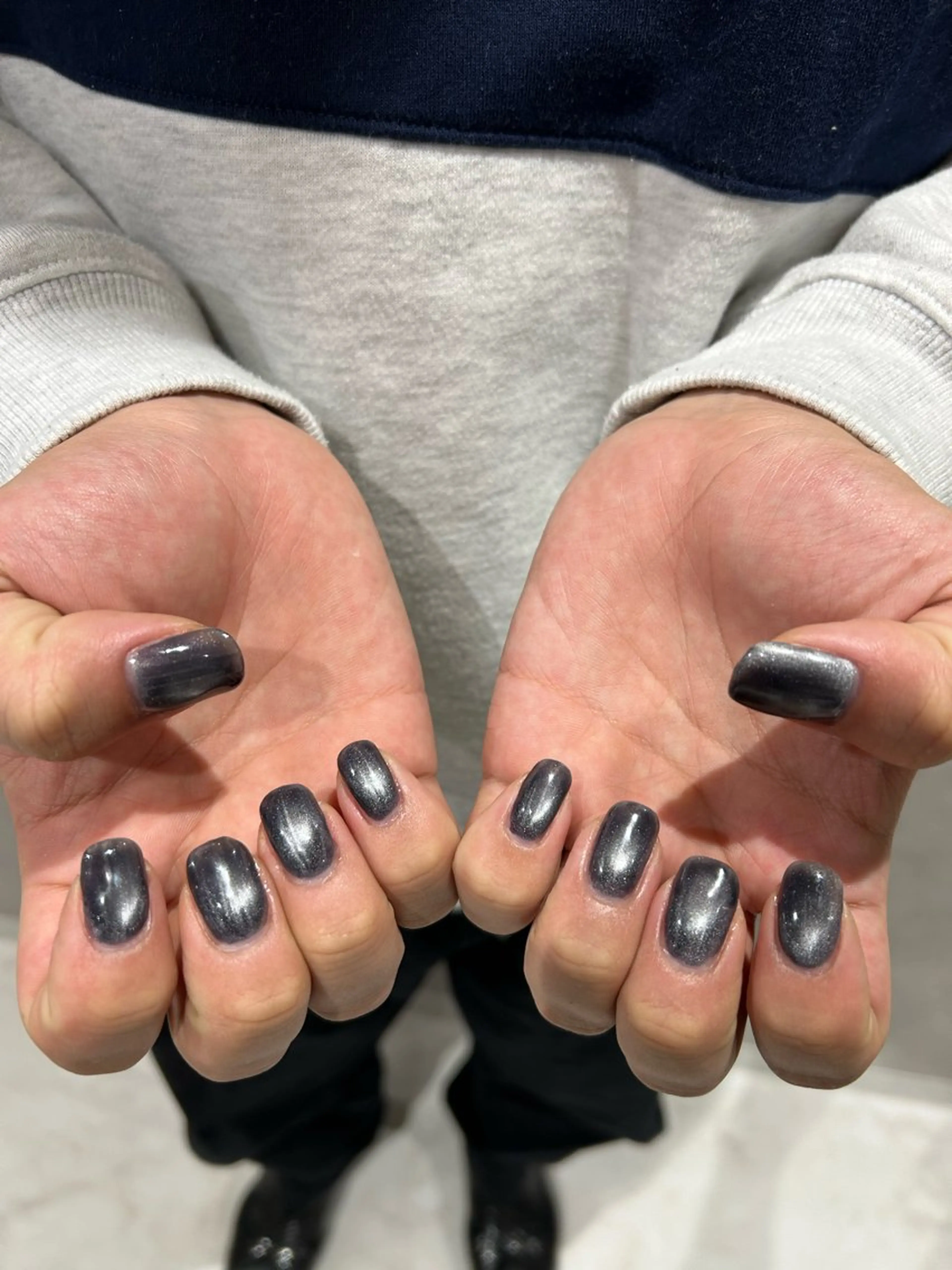 ネイル マグネットネイル メンズネイル ネイビー 大山 なつみのネイルデザイン