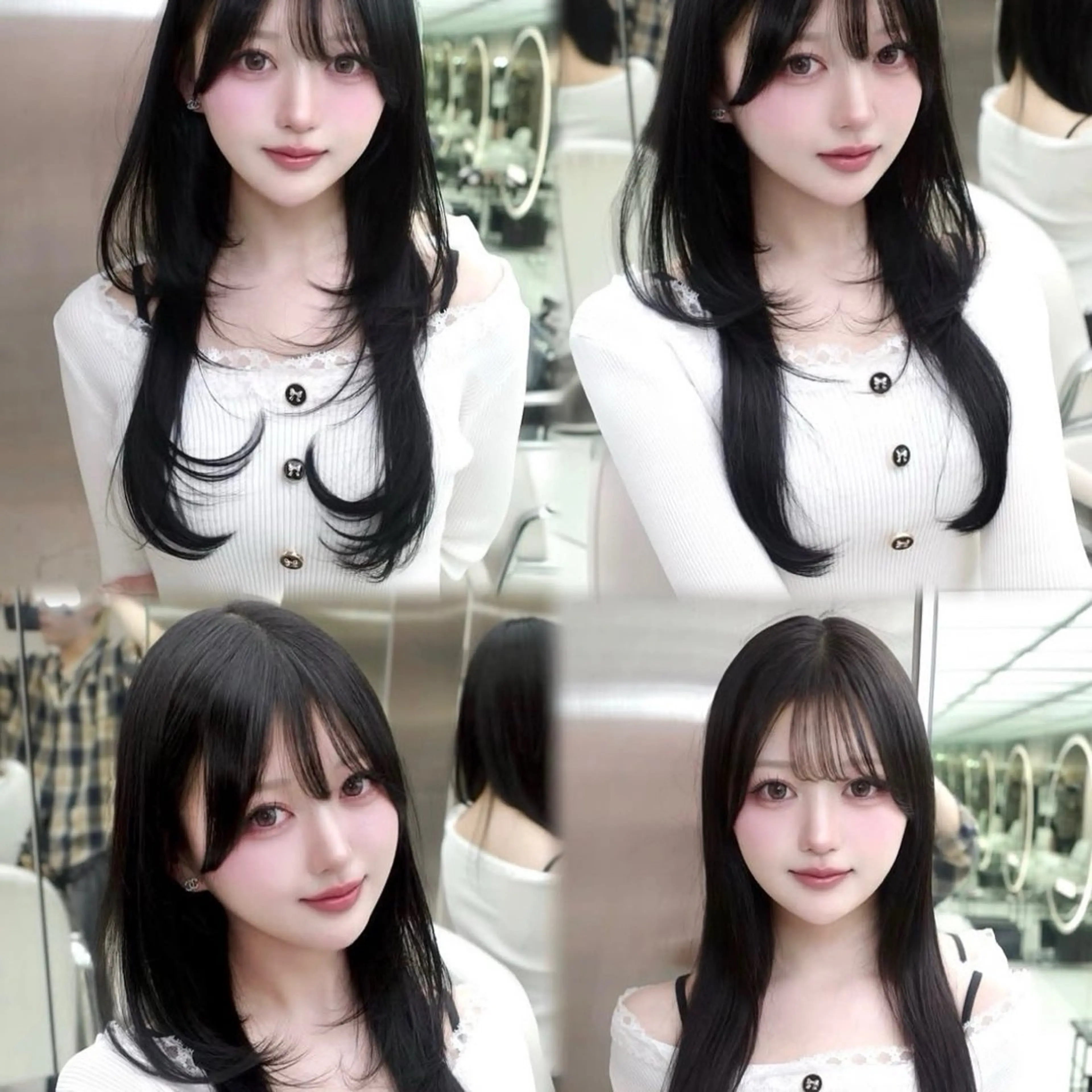 ロング くびれヘア 顔周りカット ハイレイヤー 韓国風ヘア レイヤーカット カット トリートメント がわ/ハイレイヤー /ハイトーンカラーのヘアスタイル