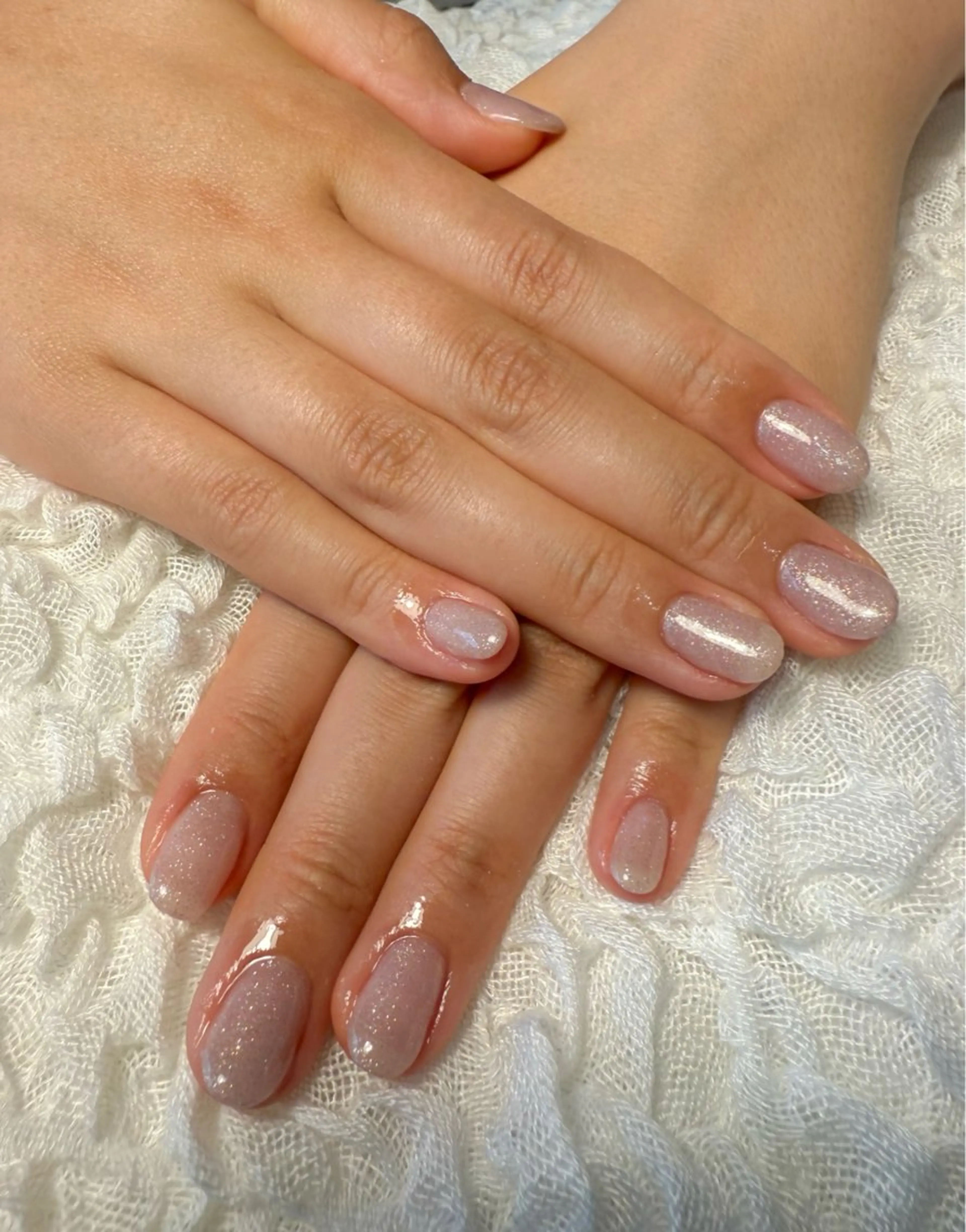 ネイル ラメ(グリッター) オフィスネイル ピンク ピンクベージュ シンプルネイル ハンドネイル nail salon Estelleのネイルデザイン