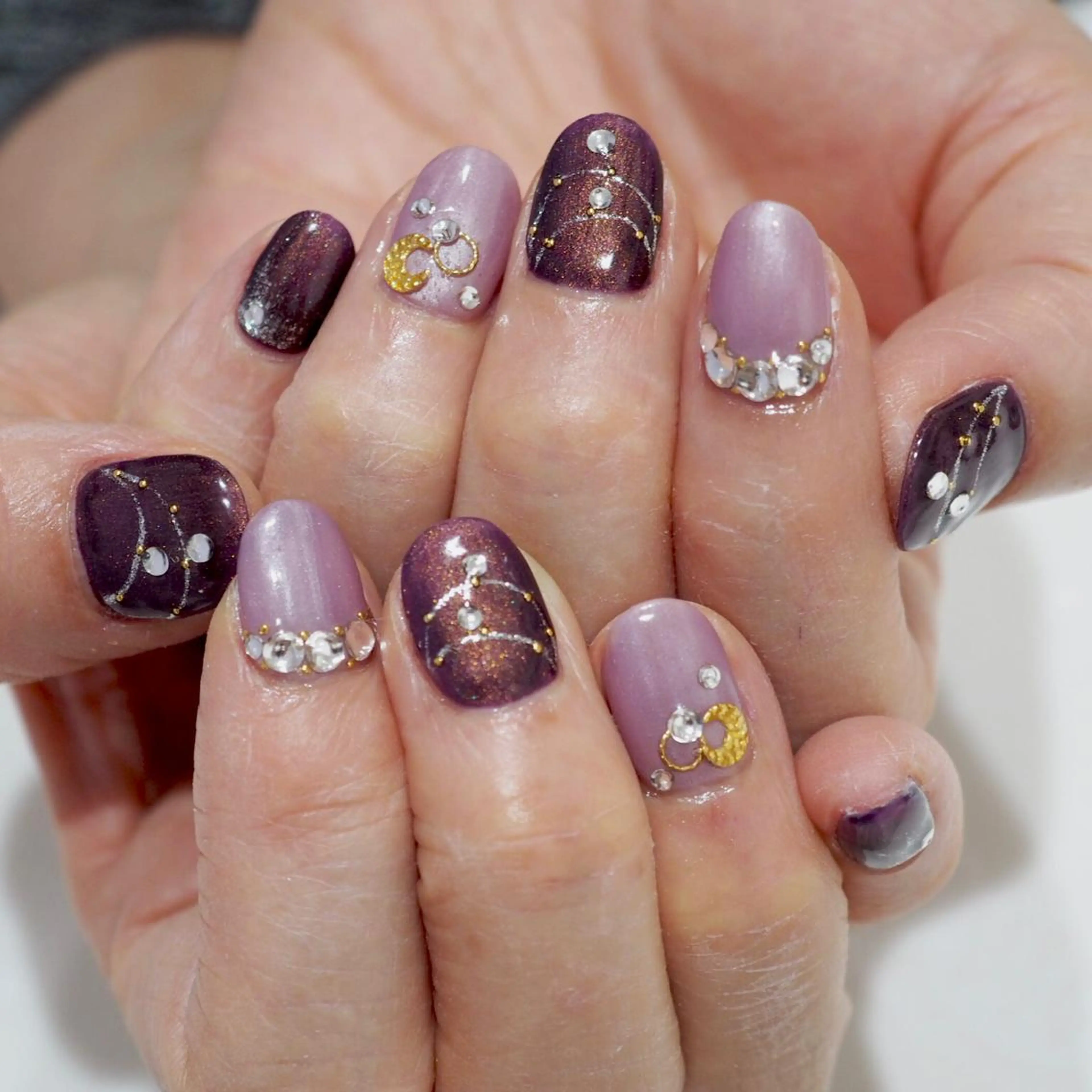 ネイル キラキラネイル パープル ハンドネイル nailroom- KANOAのネイルデザイン