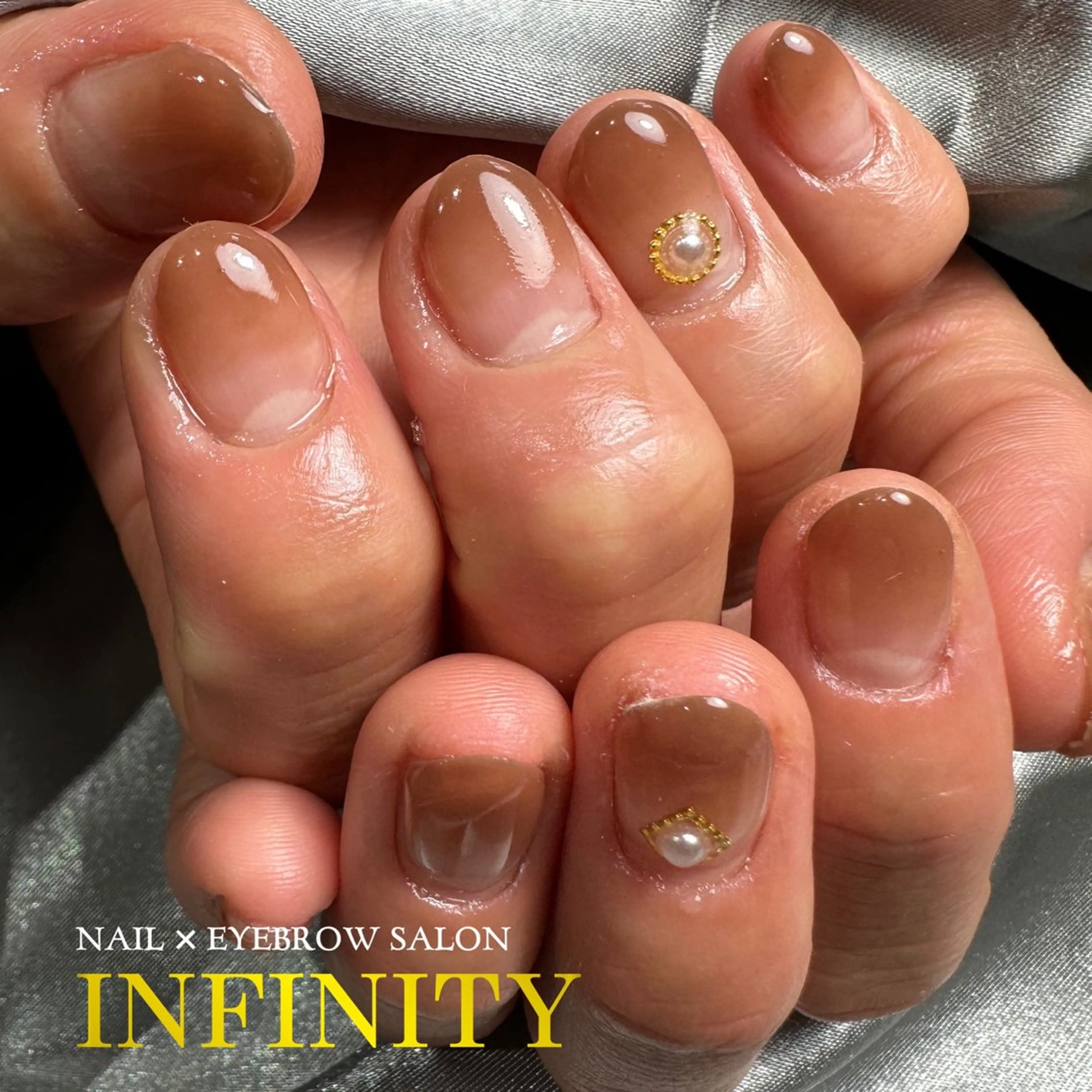 ネイル アートネイル ブラウン グラデーション メンズネイル オフィスネイル ハンドネイル INFINITY Sachiのネイルデザイン
