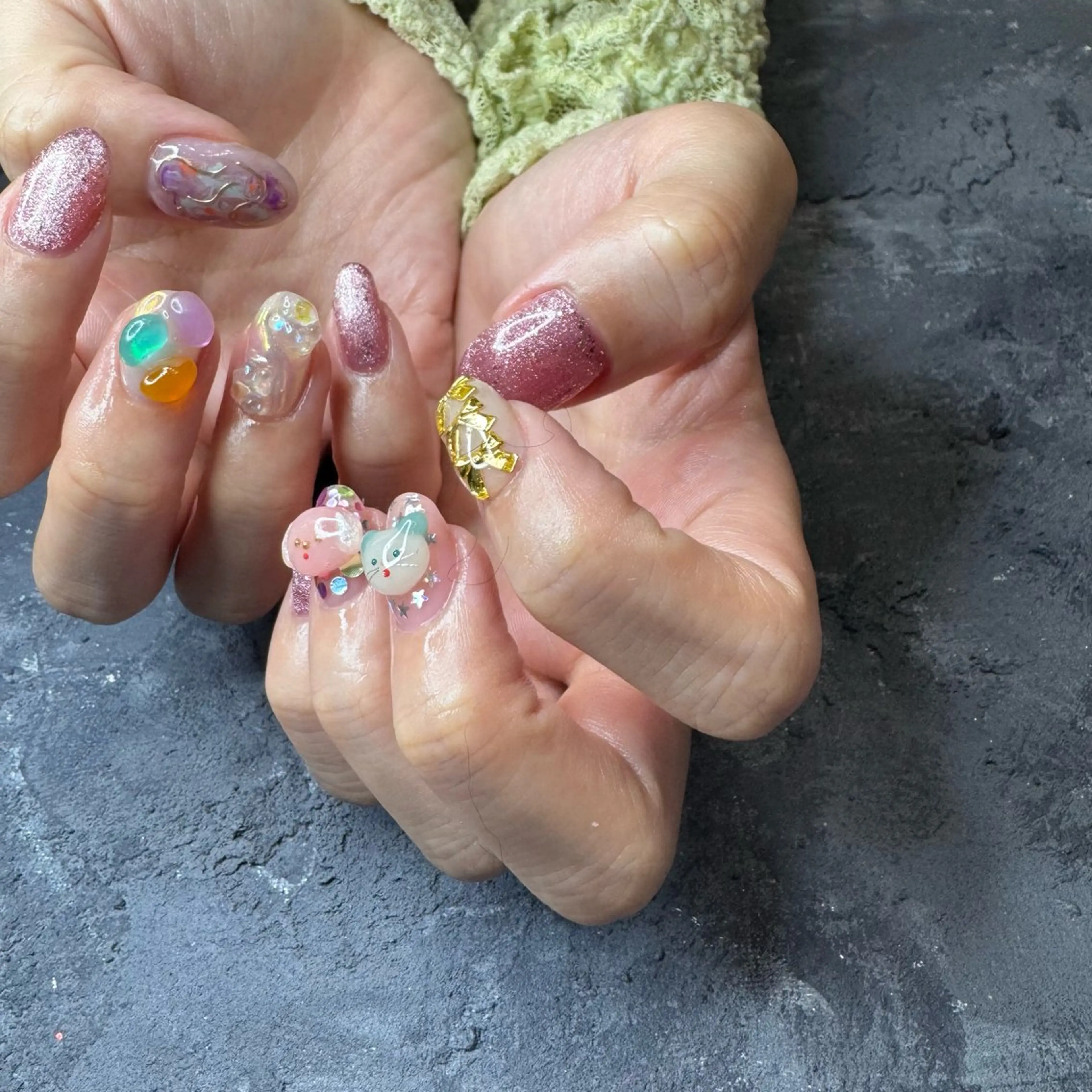 ネイル オーロラネイル ジェルネイル 氷ネイル・うるうるネイル マグネットネイル ミラーネイル VOLLMOND nailのネイルデザイン