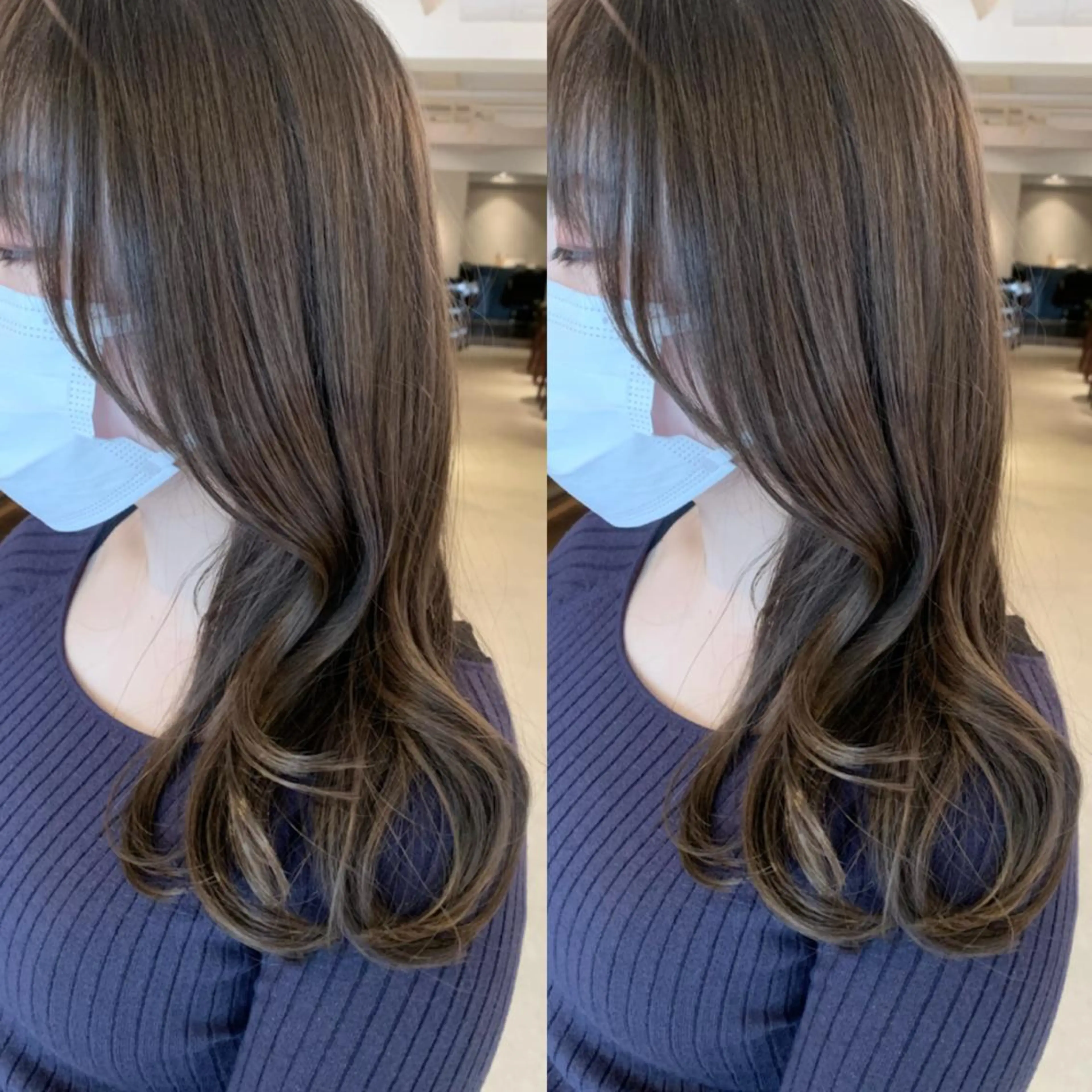 ロング カラー カット ヘアカラー トリートメント ヘッドスパ 透明感/オリーブ/ グレージュ/YUKAのヘアスタイル