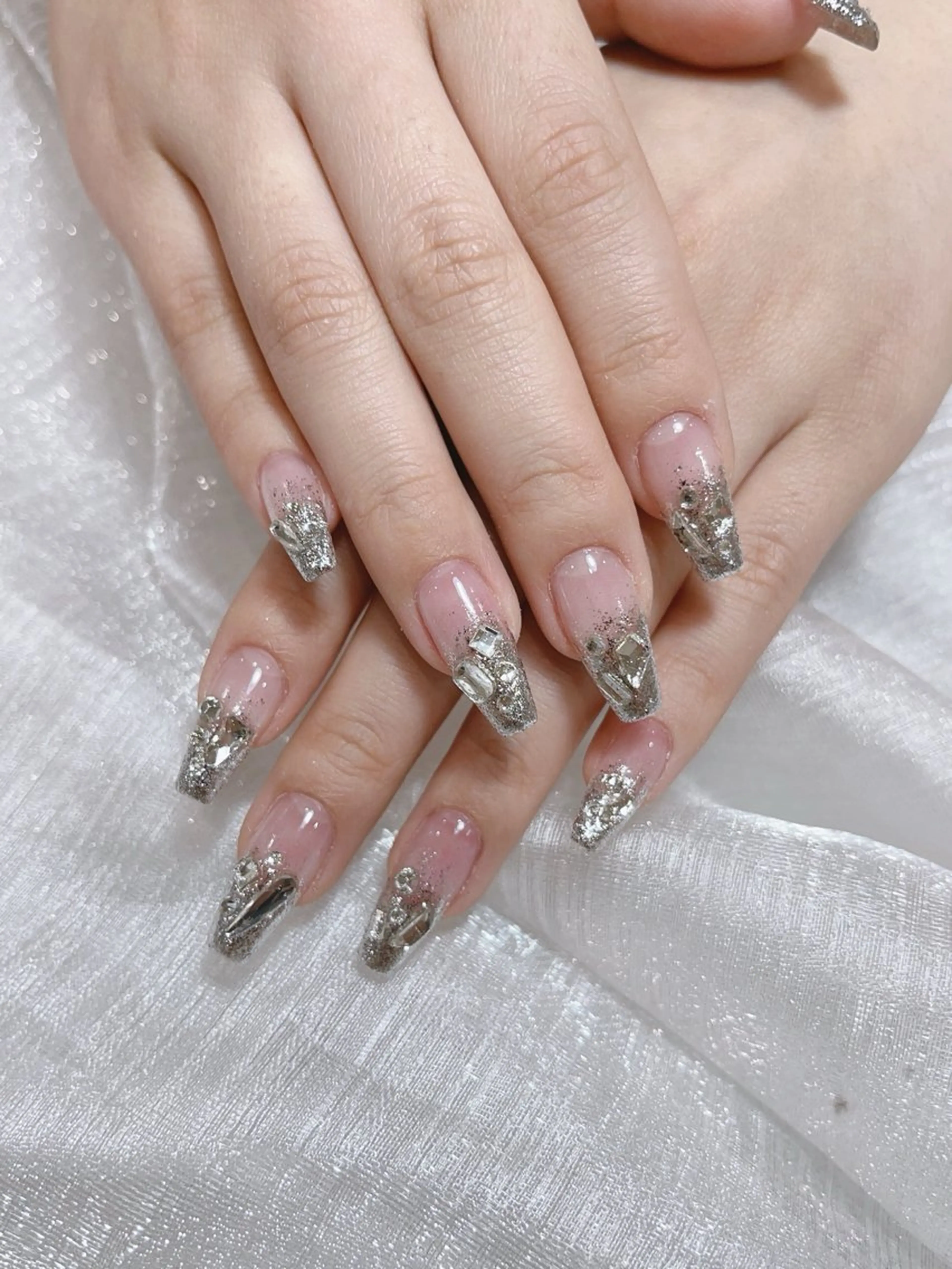 ネイル 長さ出し フレンチネイル ガラスフレンチ グラデーション 韓国ネイル M2beauty Renaのネイルデザイン