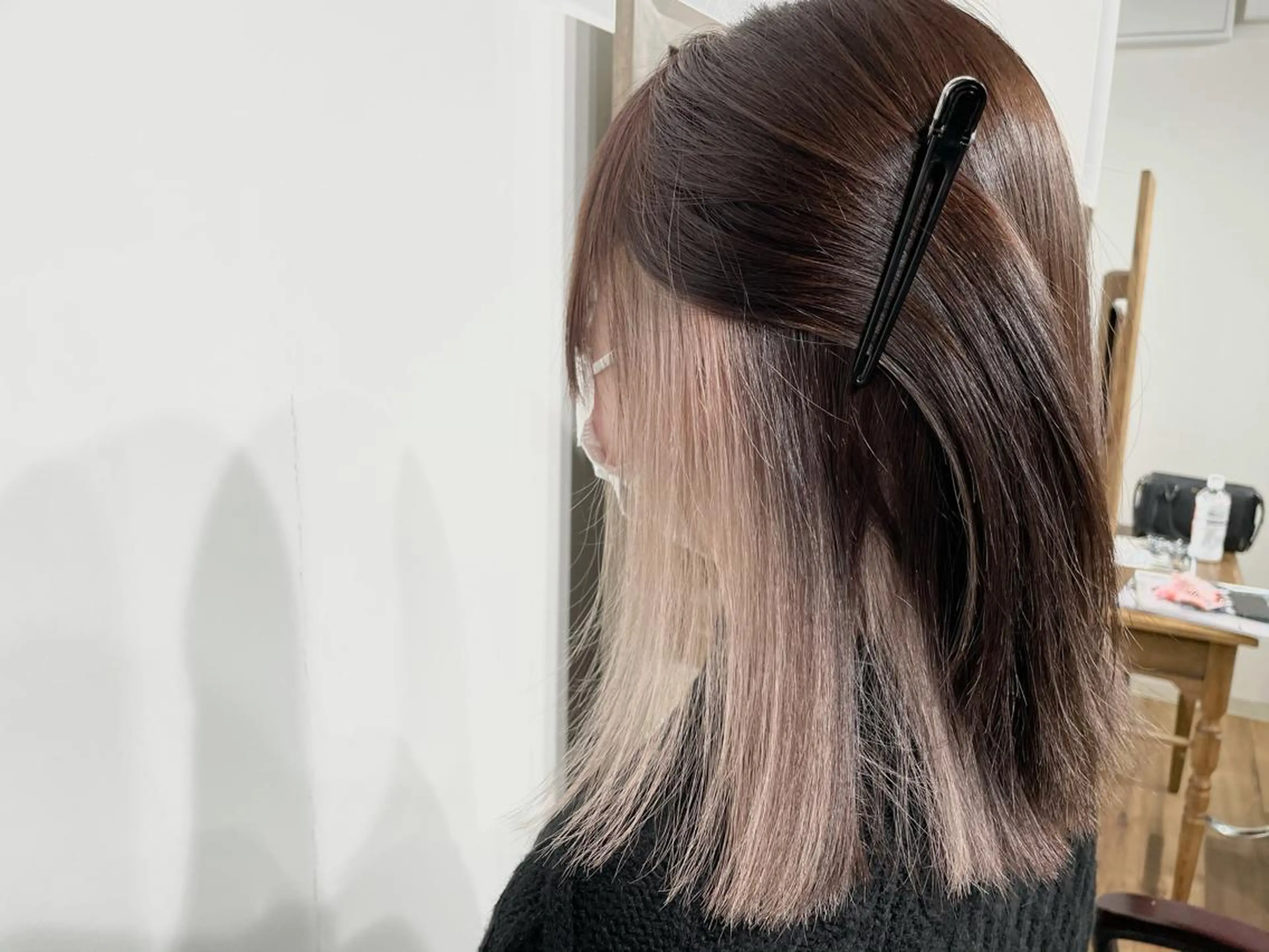 ミディアム ハイトーン髪質改善 家中貴典のヘアスタイル