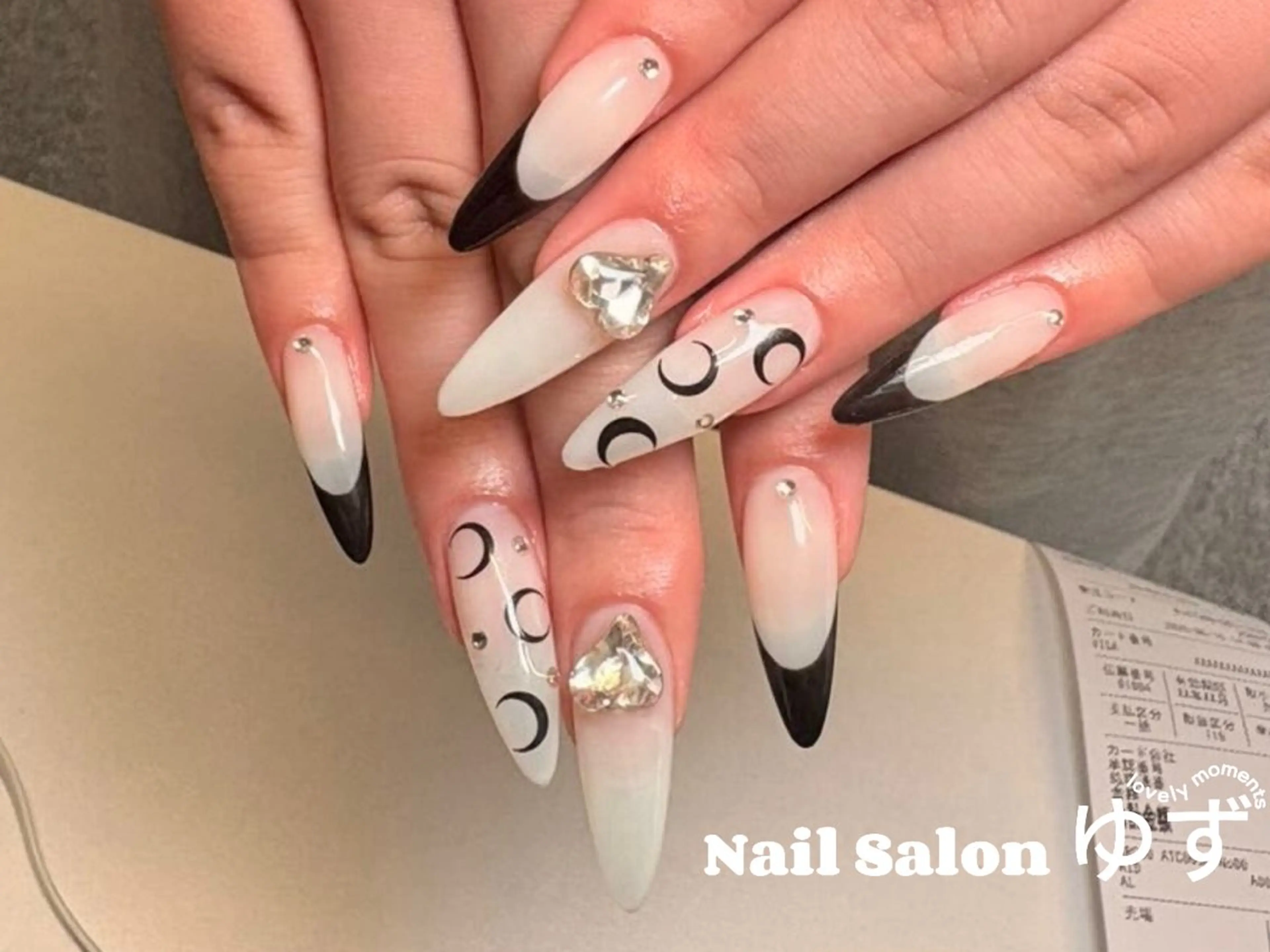 ネイル 長さ出し フレンチネイル ハート 韓国ネイル 持ち込み ネイルサロン ゆずのネイルデザイン