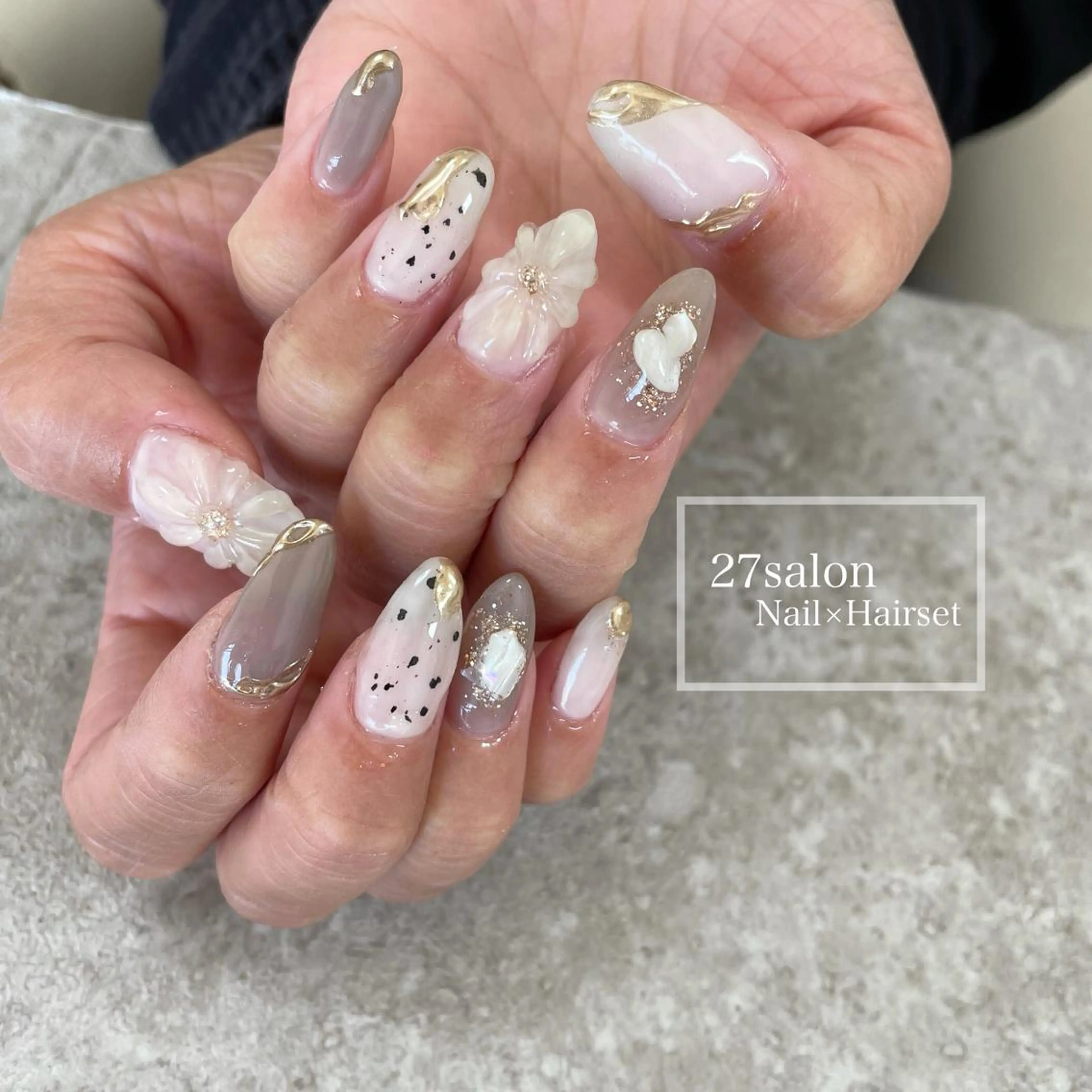 ネイル フラワーネイル ぷっくりネイル 27salon yuinaのネイルデザイン