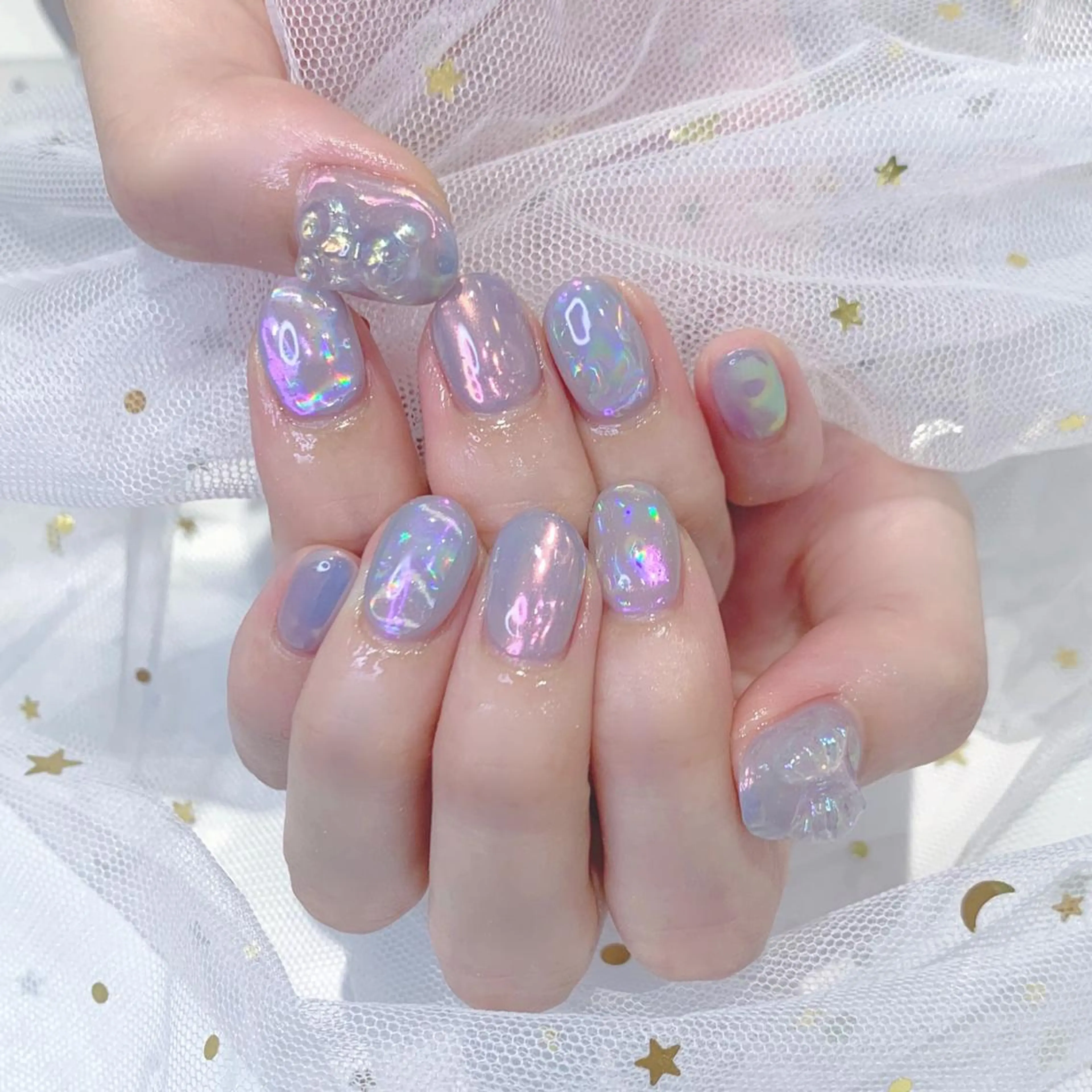 ネイル 氷ネイル・うるうるネイル ハンドネイル Kanon 🤍のネイルデザイン