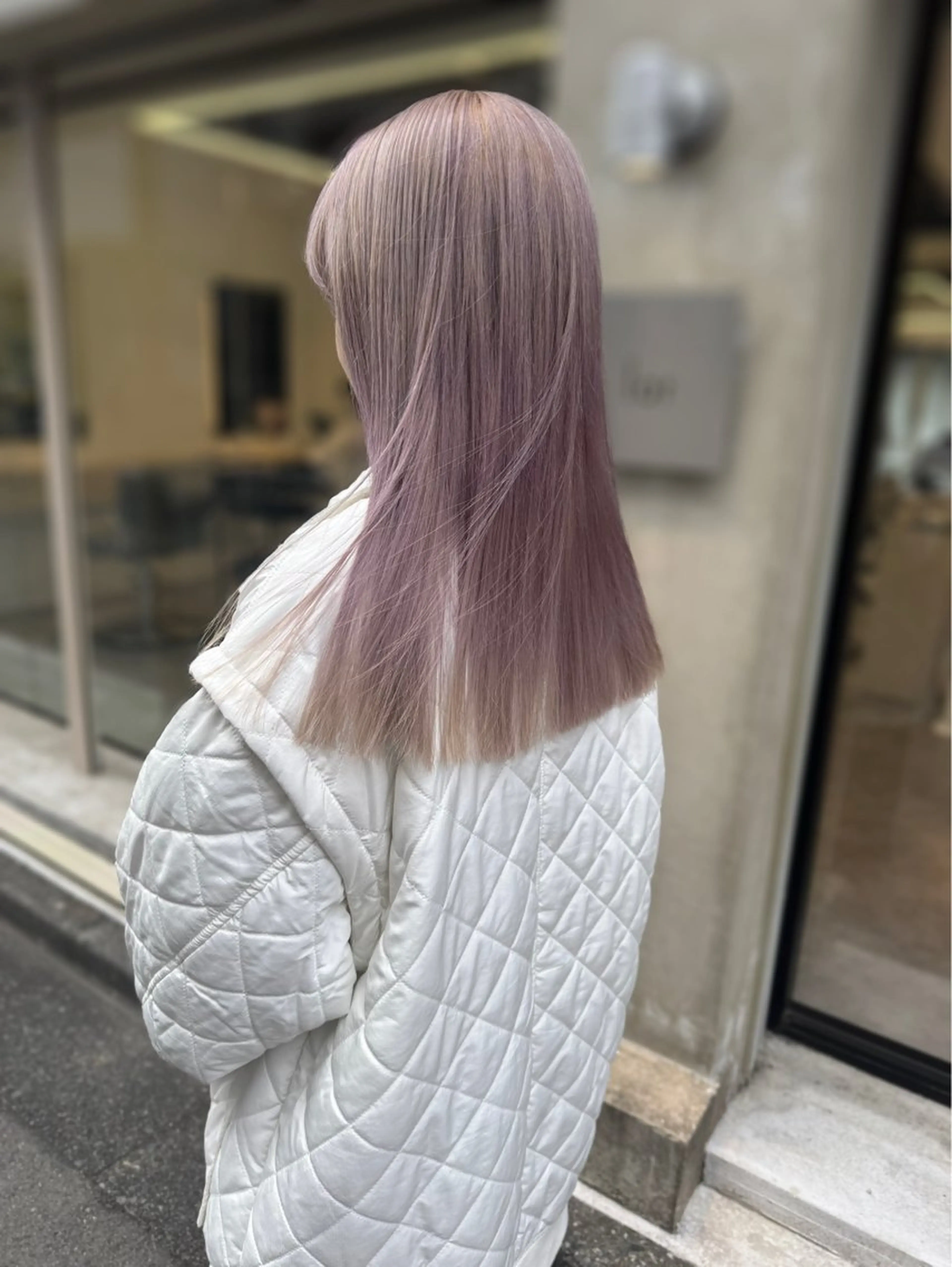 ロング ラベンダーベージュ レイヤーボブ/ボブ 仲川和人のヘアスタイル