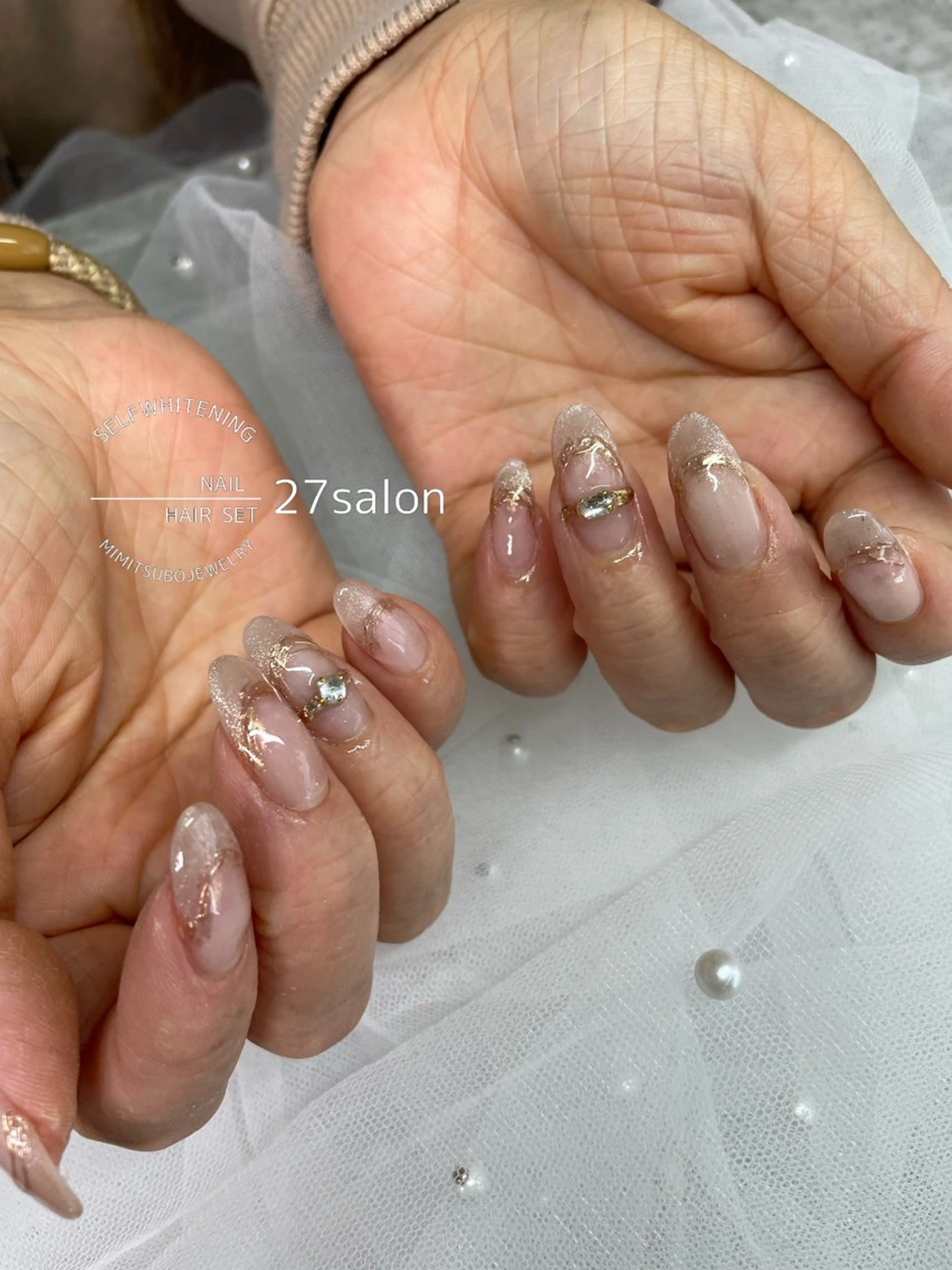ネイル フレンチネイル マグネットネイル マグネットフレンチ ハンドネイル 27salon yuinaのネイルデザイン