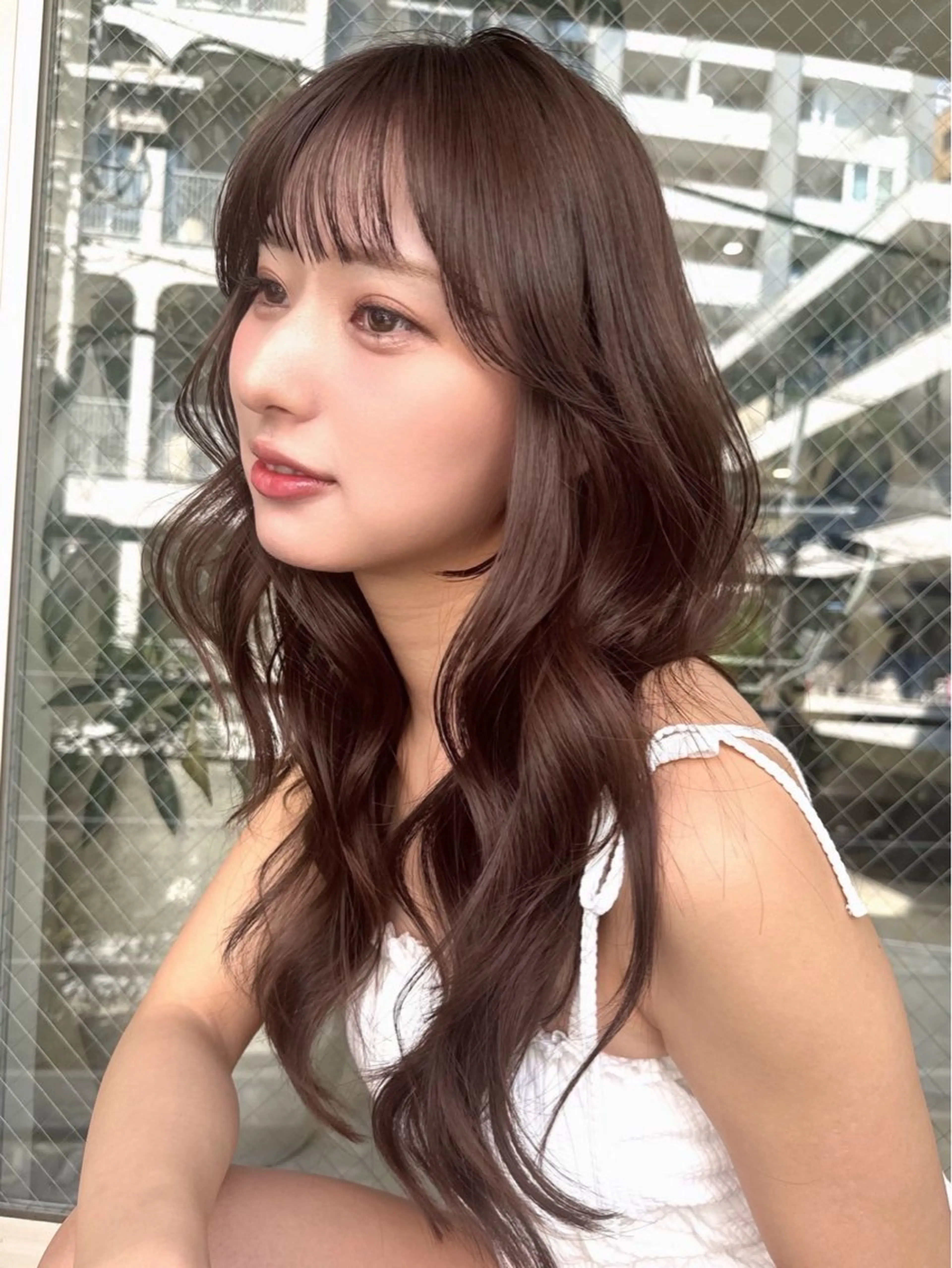 ロング カラー 顔周りカット レイヤーカット ロング 小顔カット カット ヘアカラー トリートメント 表参道/レイヤー カット/ryoのヘアスタイル