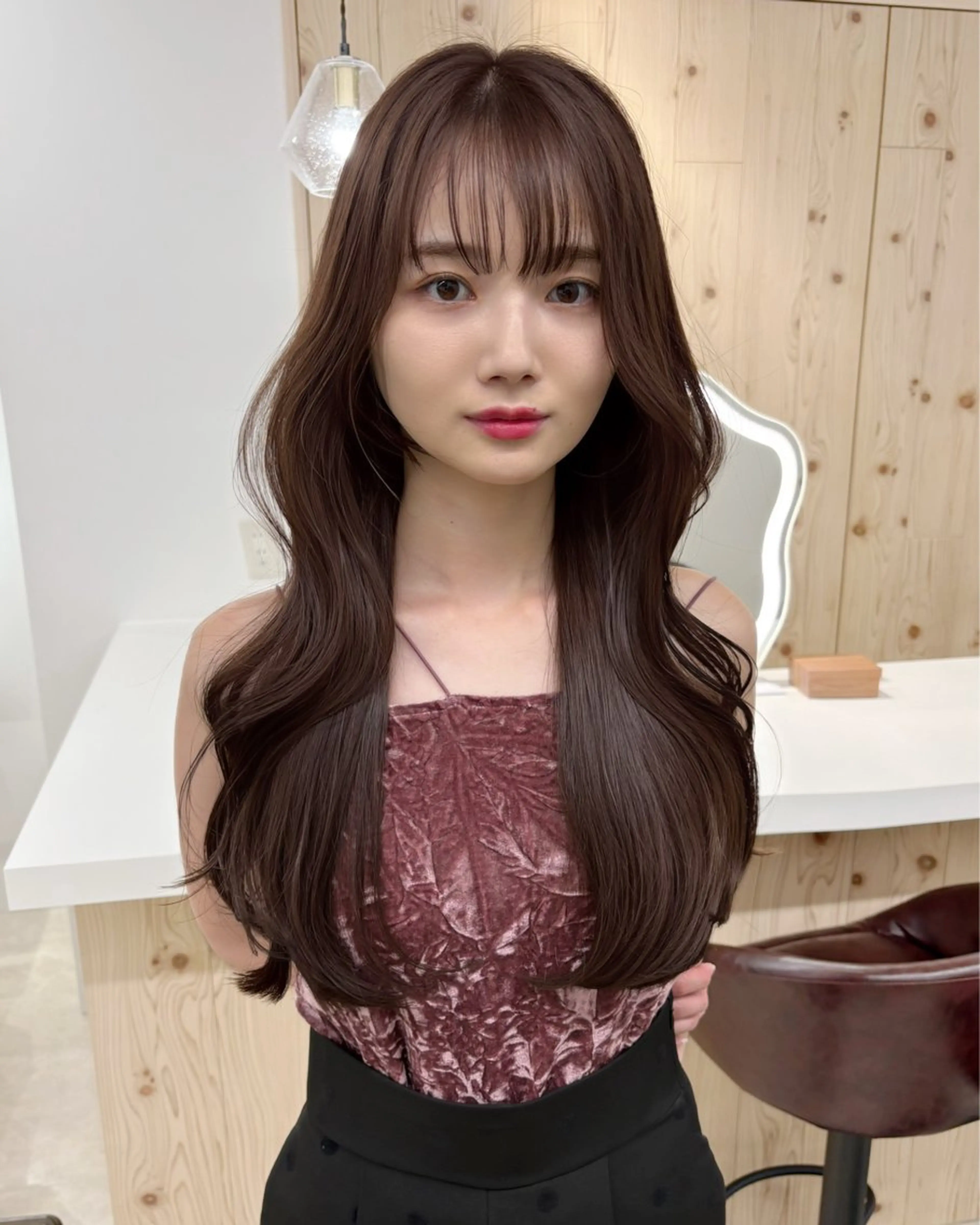 セミロング カラー カット ヘアカラー トリートメント ヘアセット 新宿/韓国ヘア/ 髪質改善ストレートのヘアスタイル