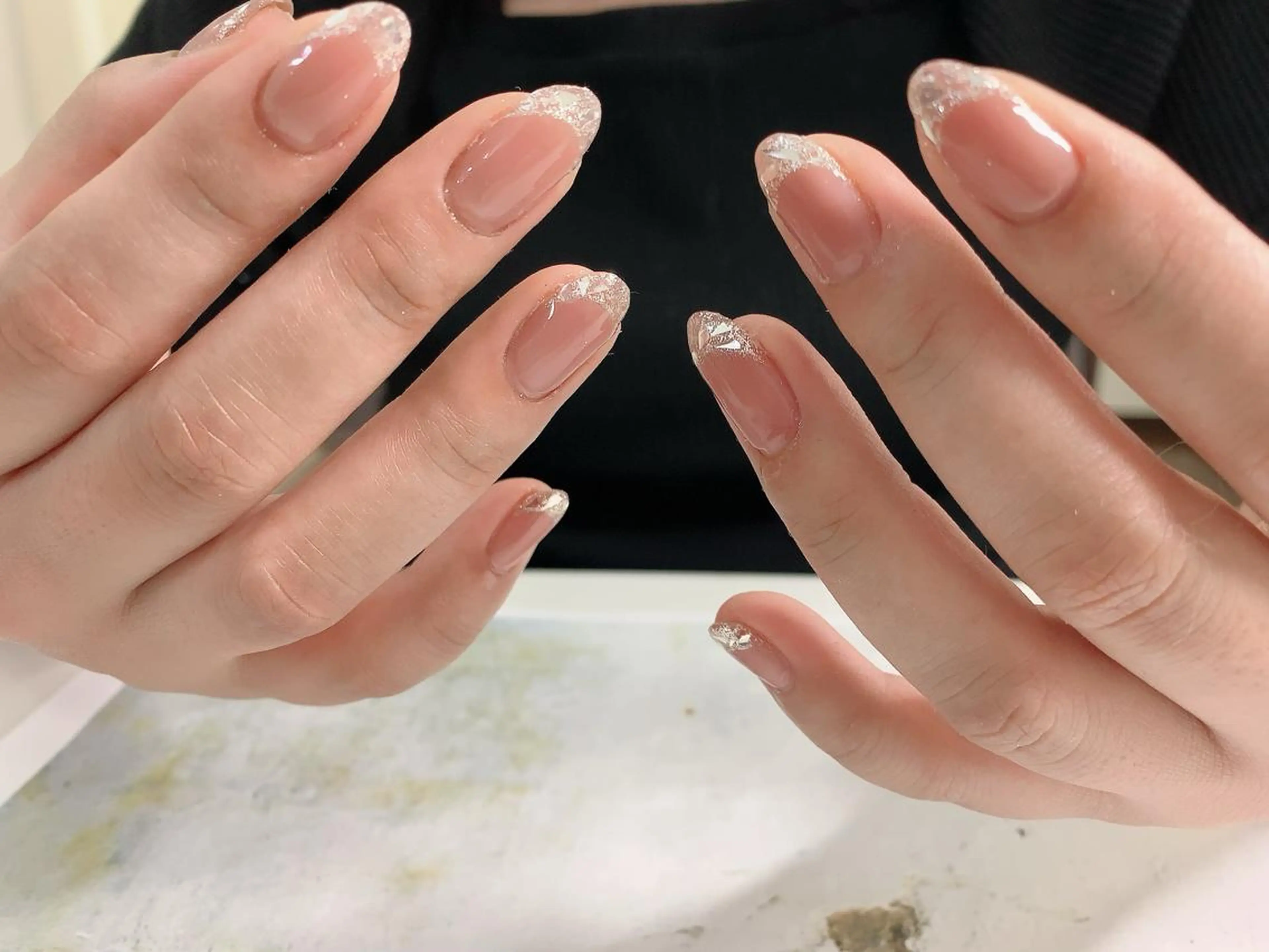 ネイル フレンチネイル ガラスフレンチ veige HIROMIのネイルデザイン