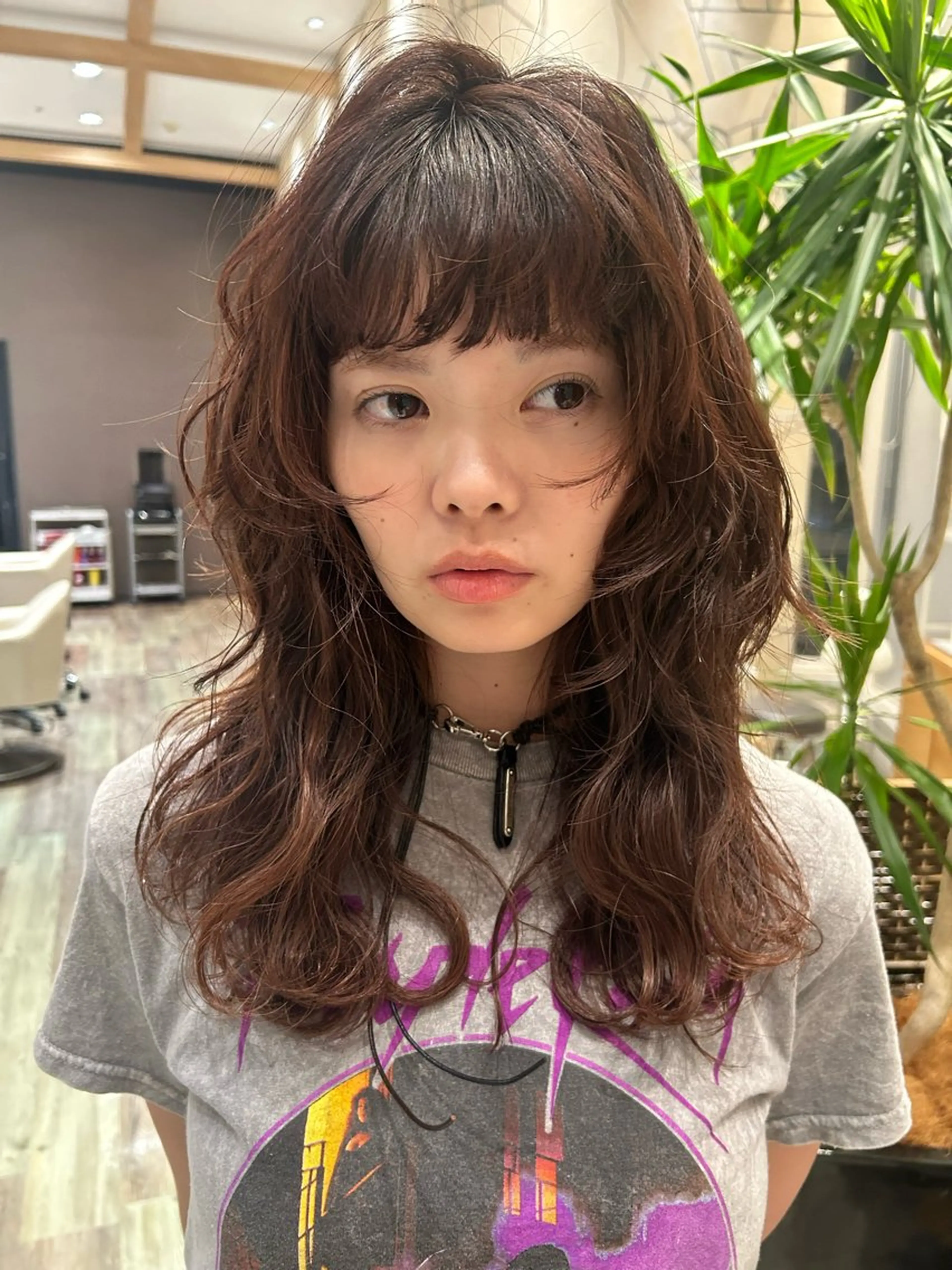 ロング パーマ レイヤーカット カット パーマ k-two☁あべの/ 艶感カラー/Touaのヘアスタイル