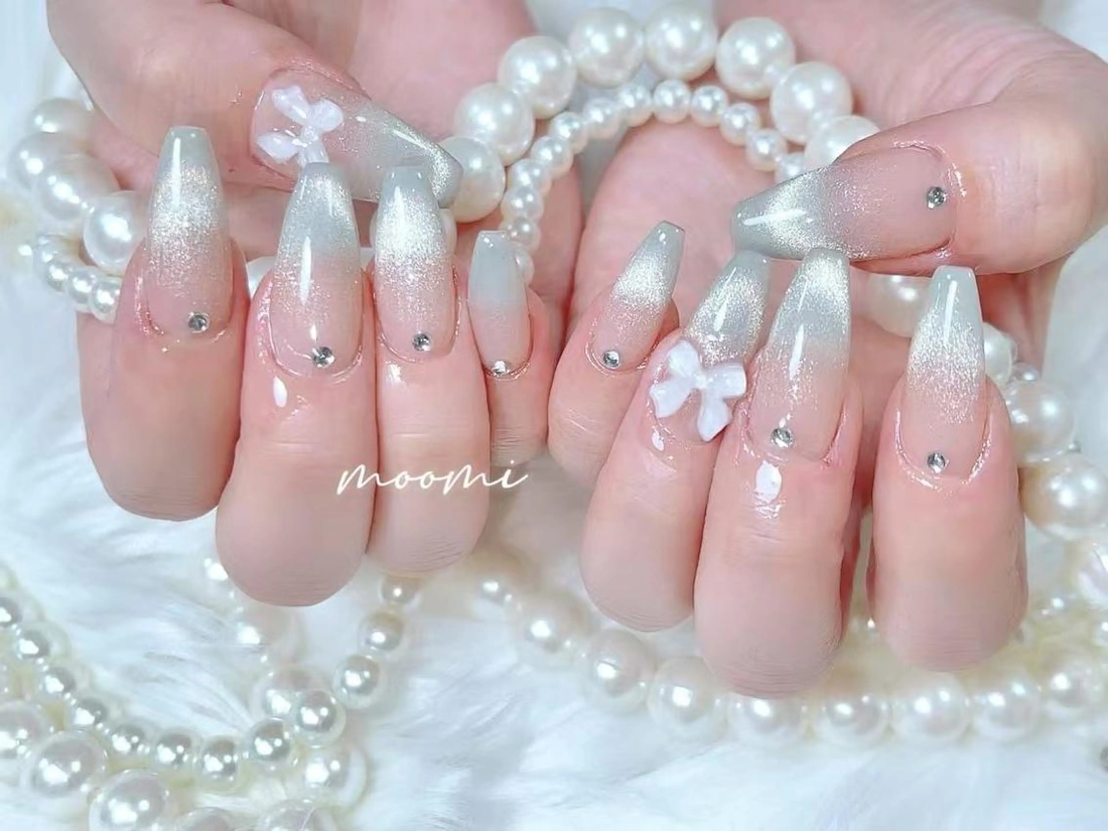 ネイル 長さ出し ジェルネイル グラデーション 韓国ネイル マグネットネイル moomi nail スカルプ専門のネイルデザイン