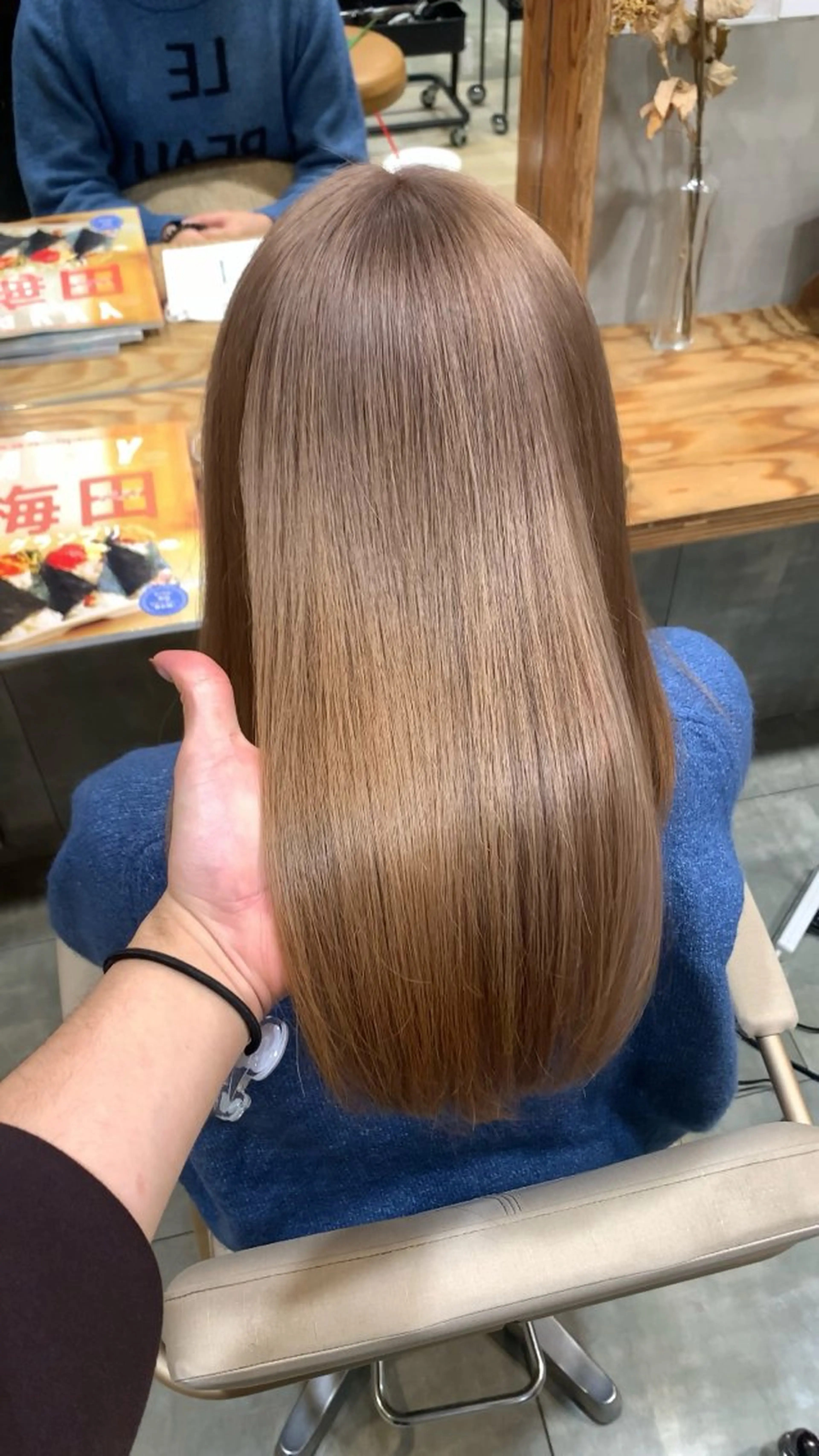 ロング カラー ブリーチ ダブルカラー グレージュ ブリーチなしベージュ 特化 松村 茶屋町のヘアスタイル