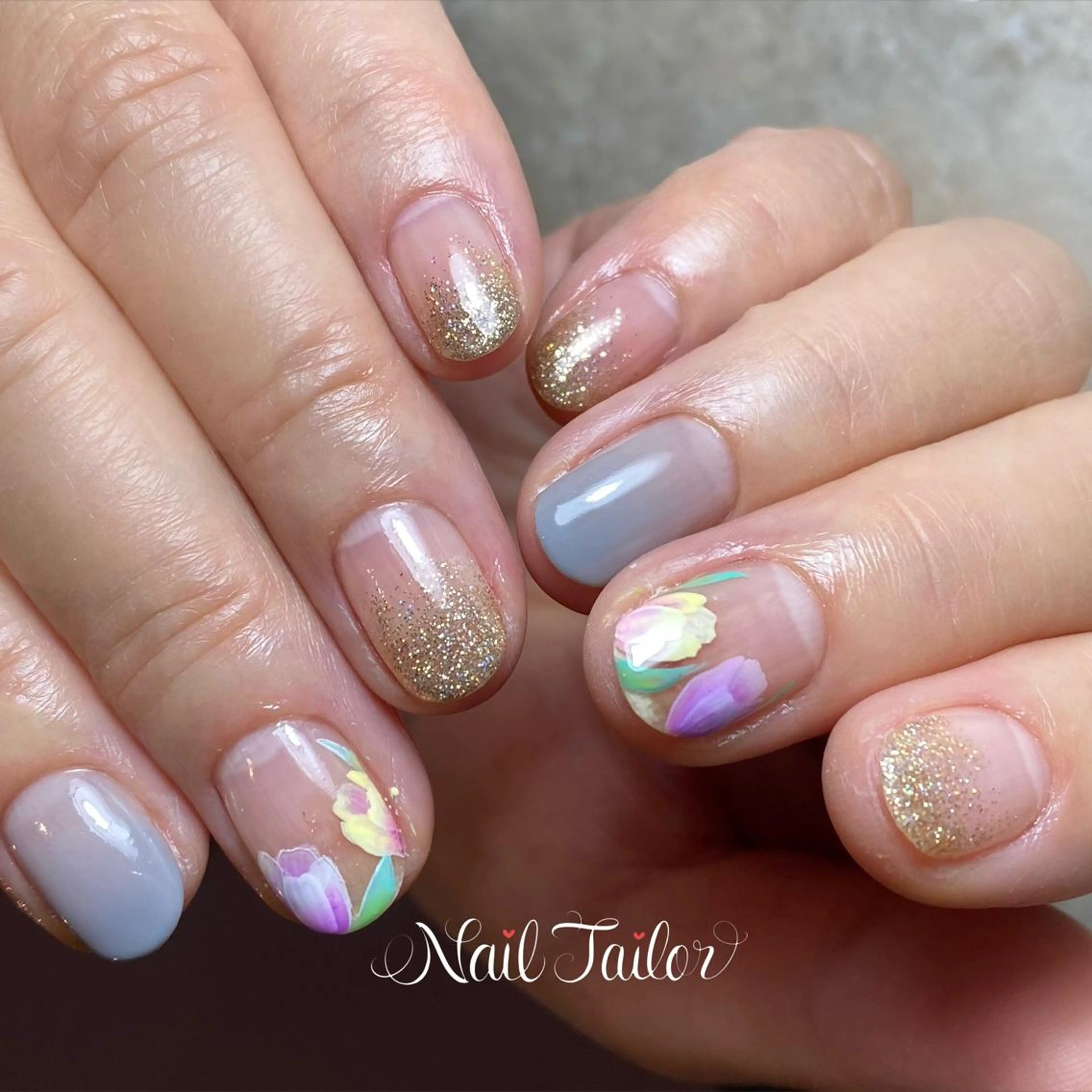ネイル アートネイル 入学式 長さ出し フラワーネイル ジェルネイル ハンドネイル NailTailor ネイルテイラーのネイルデザイン