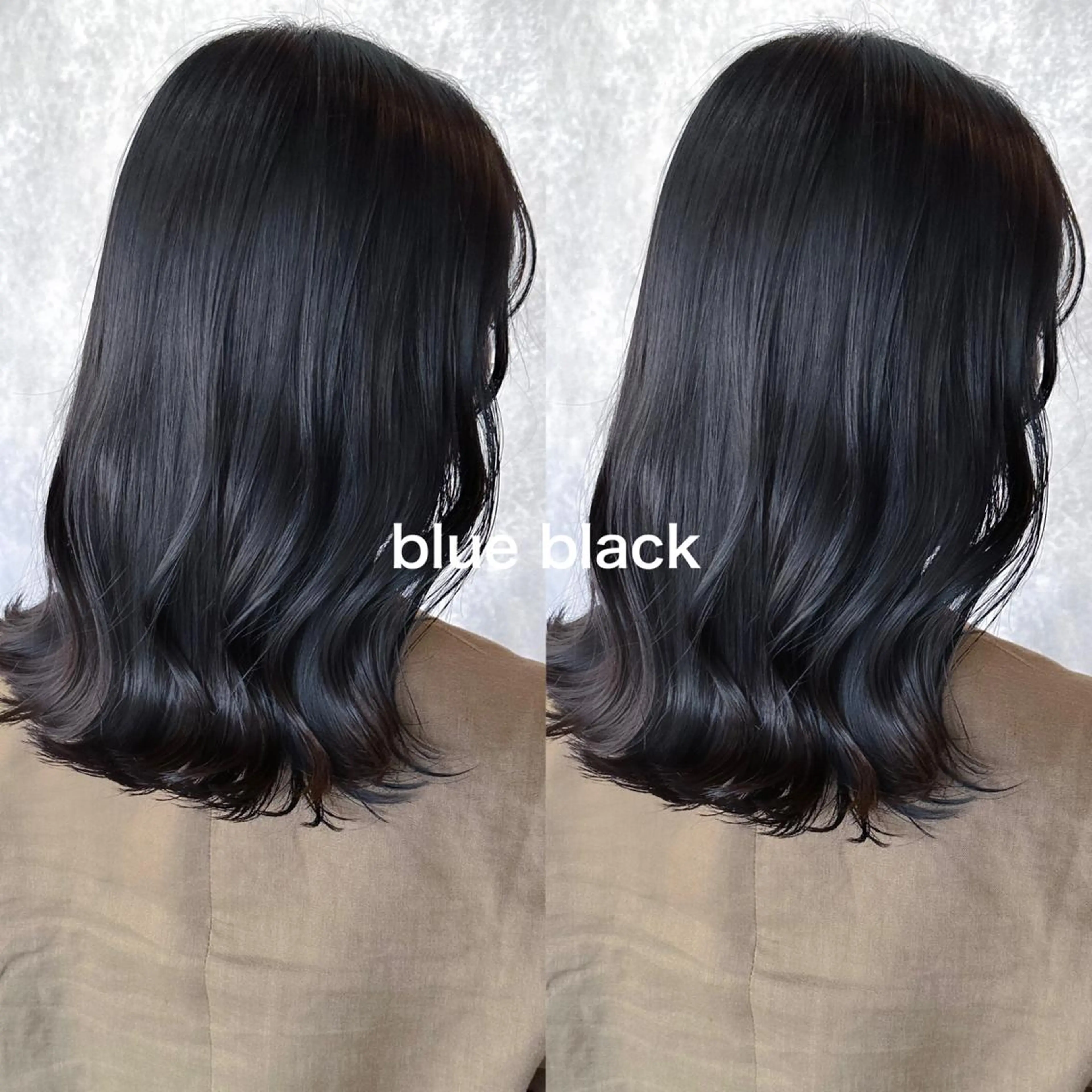 ミディアム カラー 黒髪 ブルーカラー ブルーブラック ヘアカラー トリートメント レイヤー/高橋 みく /池下/千種のヘアスタイル