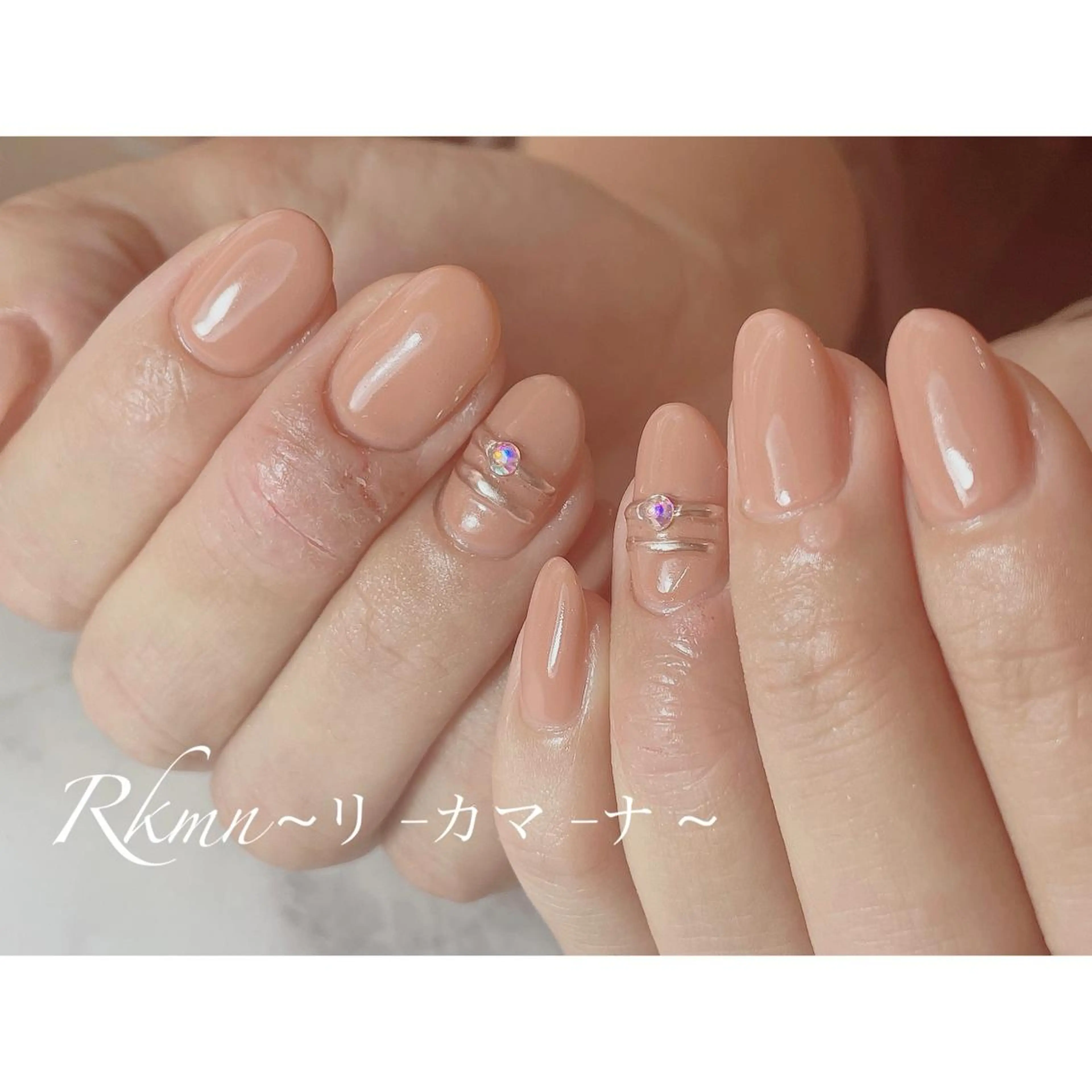 ネイル アートネイル ミラーネイル ピンク ピンクベージュ シンプルネイル ハンドネイル フットネイル ハンドケア Rkmn ~リ-カマ-ナ~のネイルデザイン