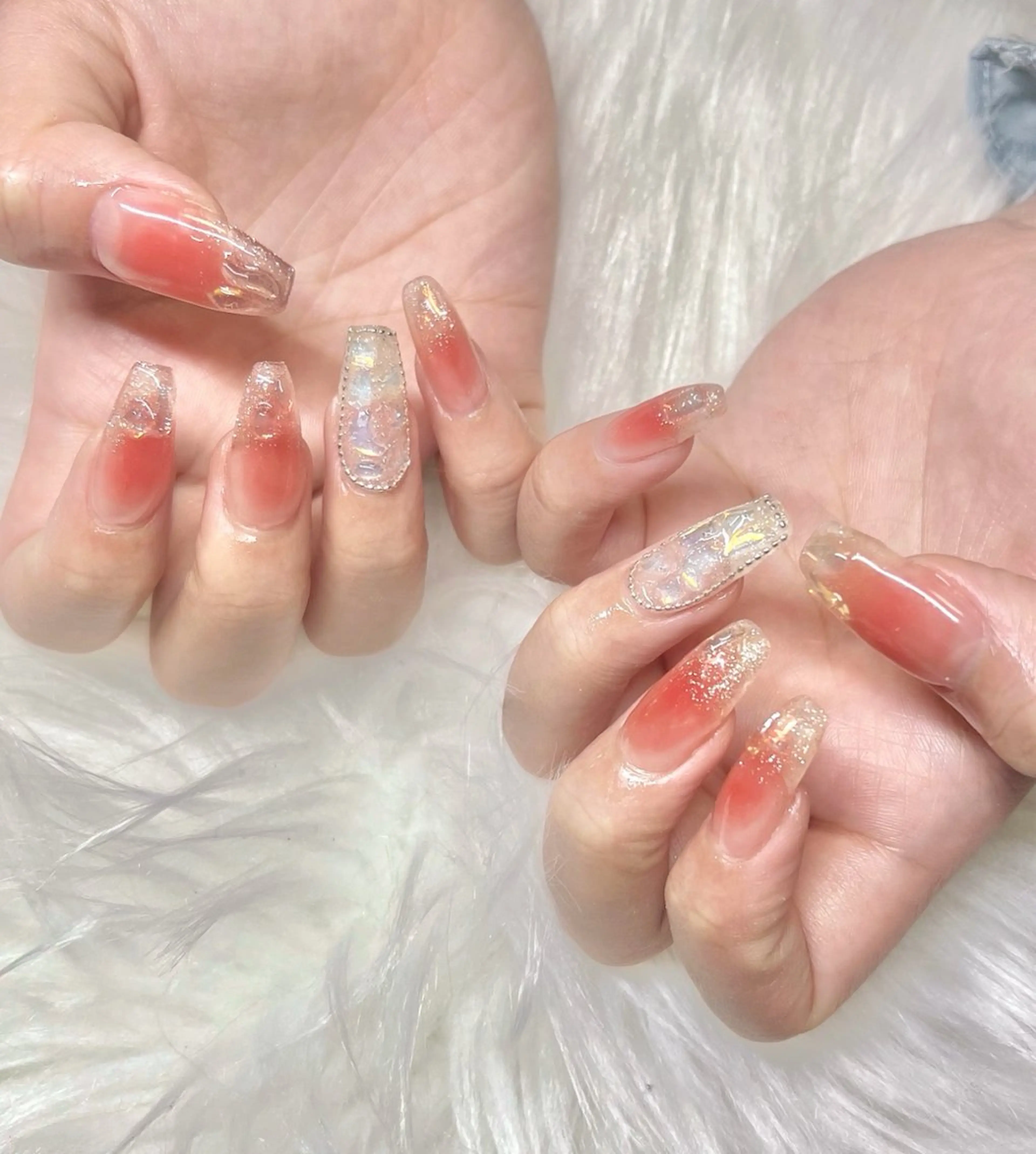 ネイル チークネイル 氷ネイル・うるうるネイル ハンドネイル CHARME 🤎〔RINA〕のネイルデザイン