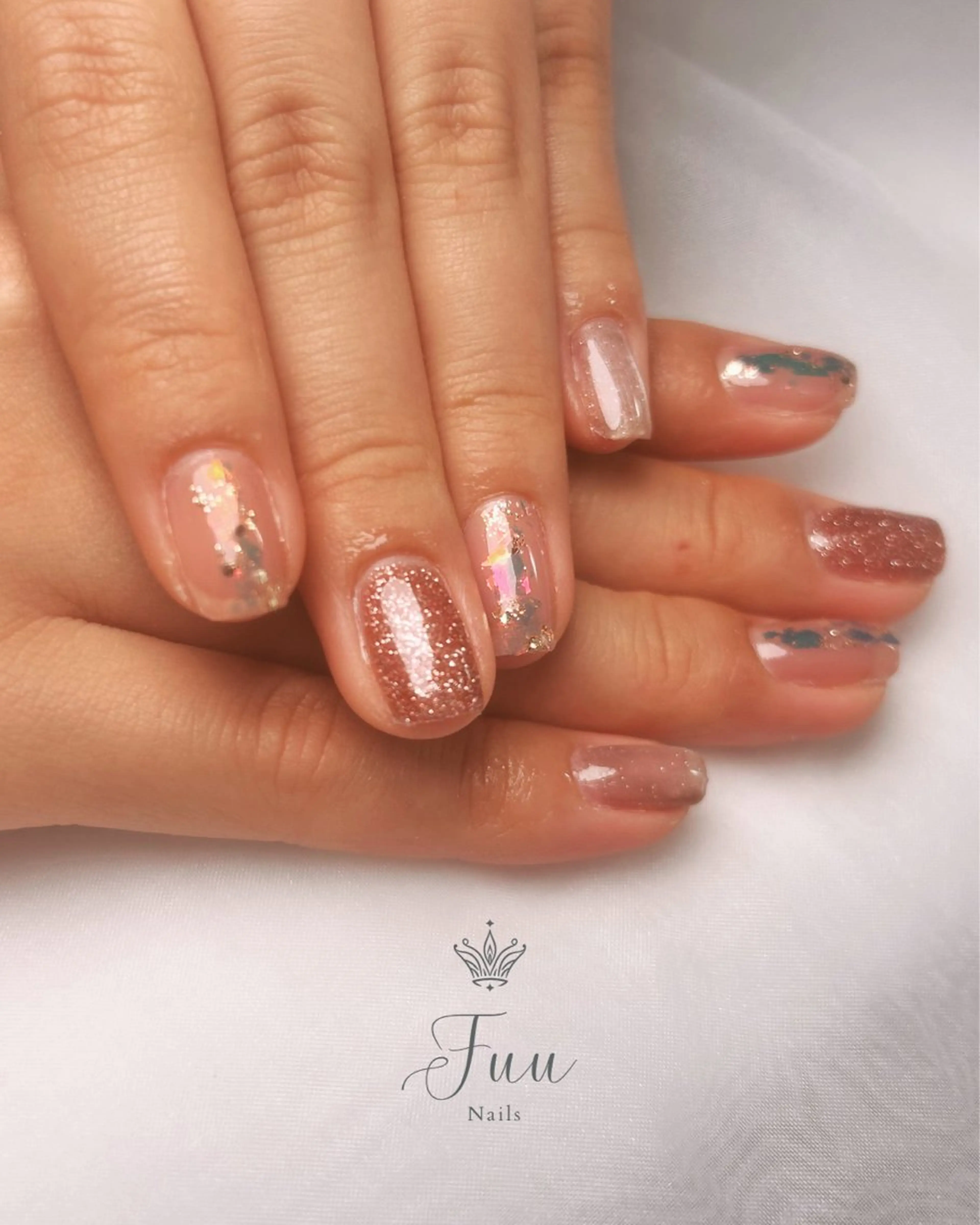 ネイル フラッシュネイル キラキラネイル マグネットネイル ワンカラーネイル ピンク 犬のいるネイルサロン Fuu nailsのネイルデザイン