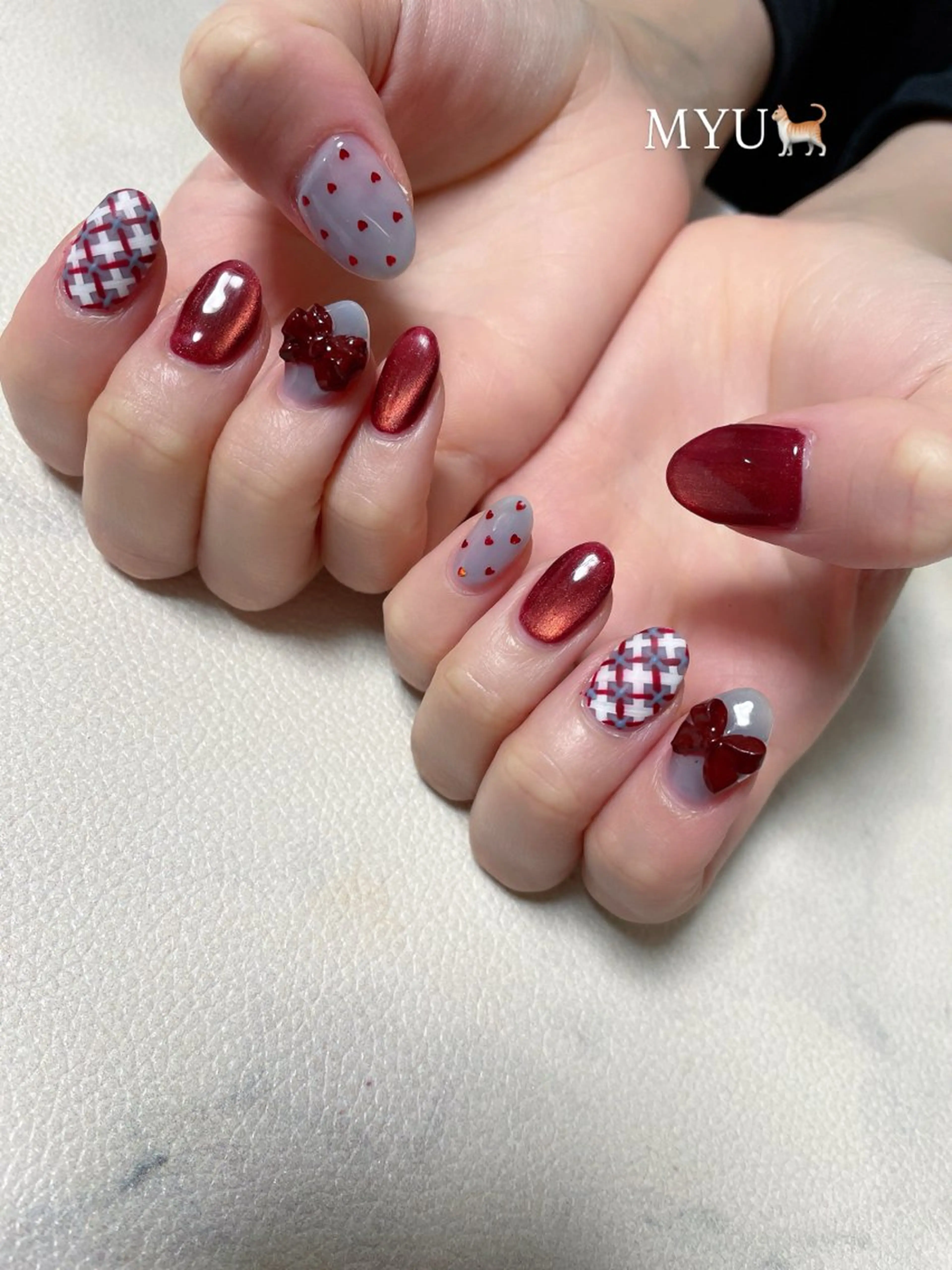 ネイル リボン ハンドネイル nail salon MYUのネイルデザイン