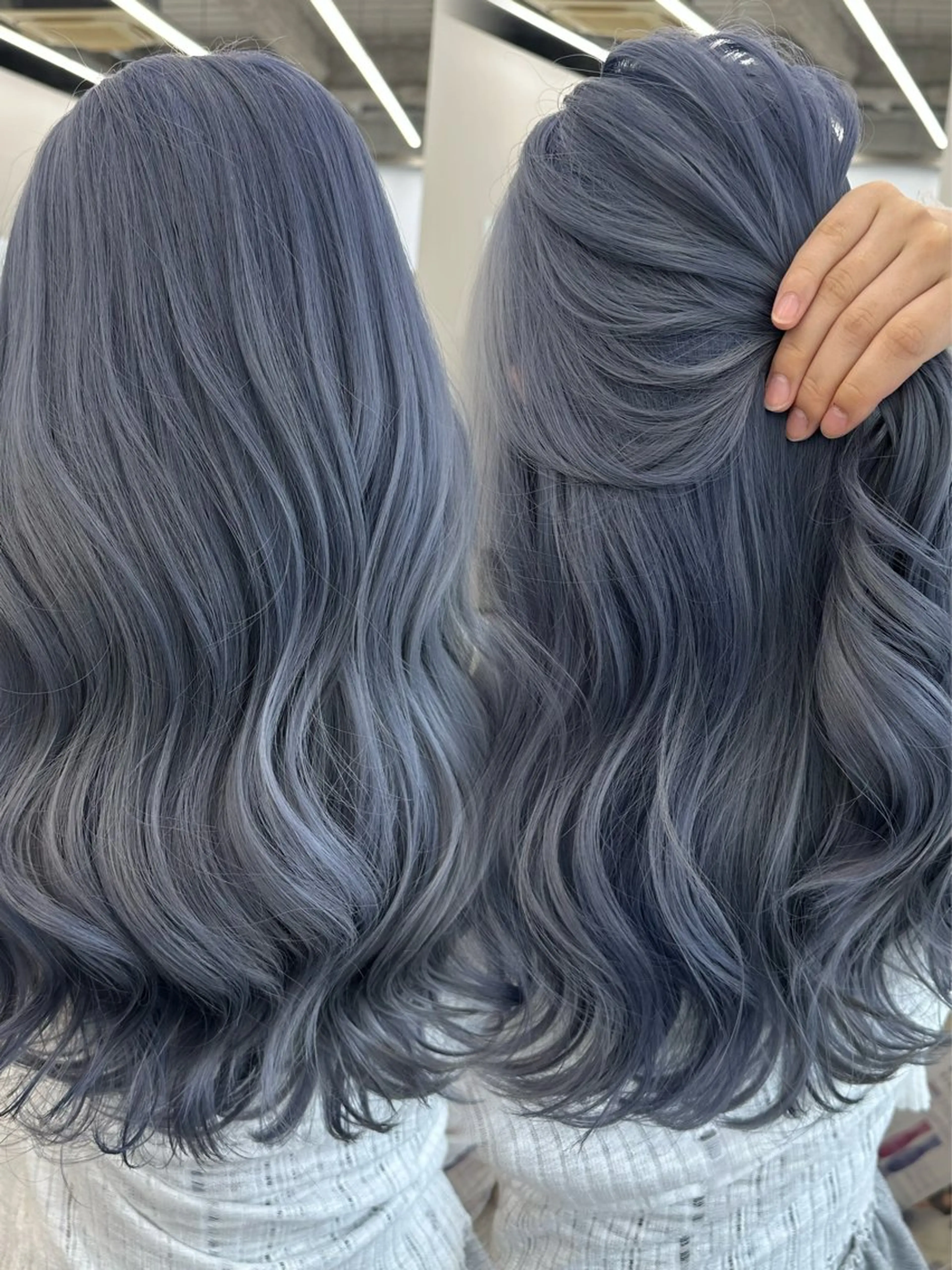 セミロング カラー ヘアアレンジ アッシュ アッシュグレー ベージュカラー ブリーチ 抜きっぱなしブロンド ヘアカラー 原宿ハイトーンカラー 🌼みるい🌼のヘアスタイル