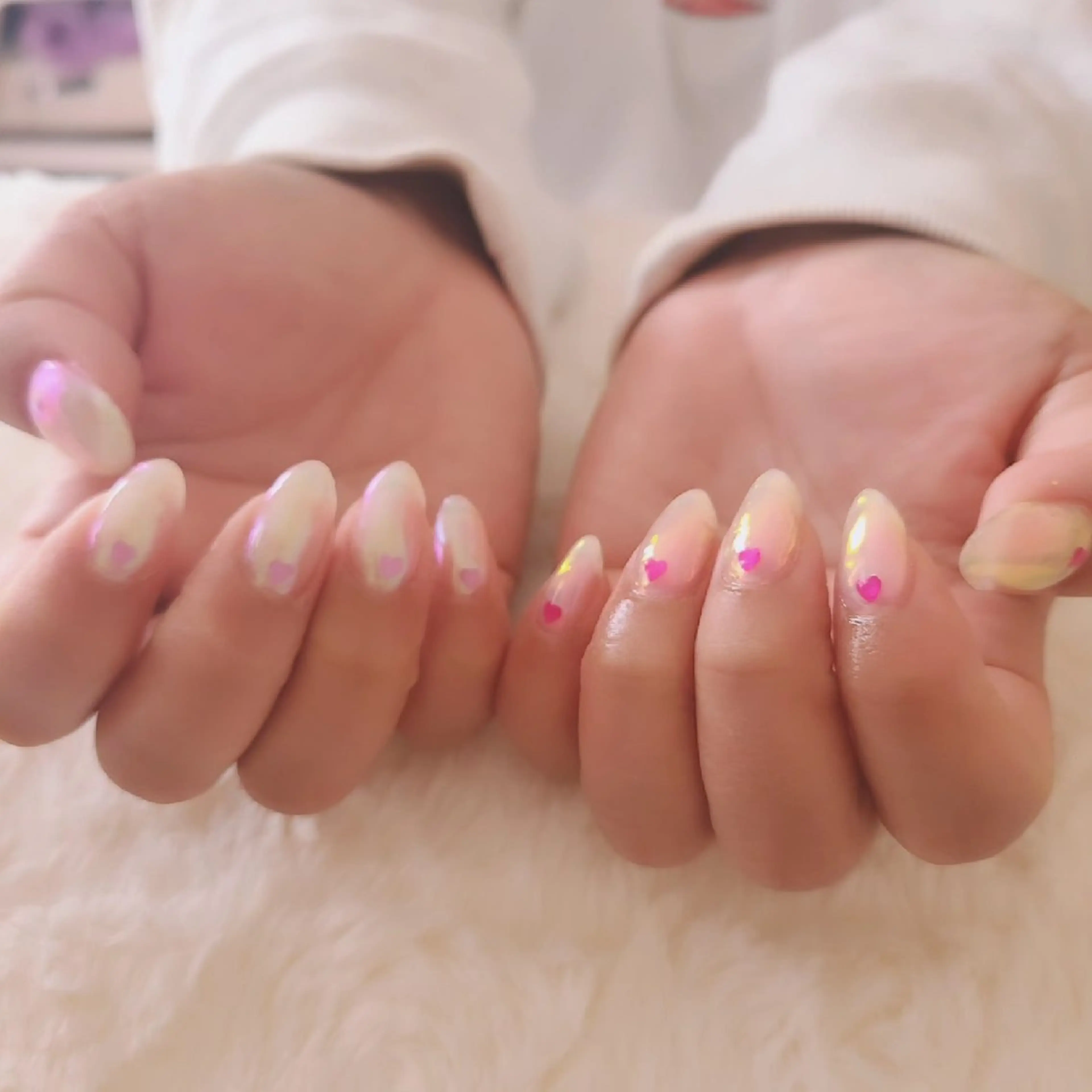 ネイル オーロラネイル ハート Nailroom3  古屋明美のネイルデザイン