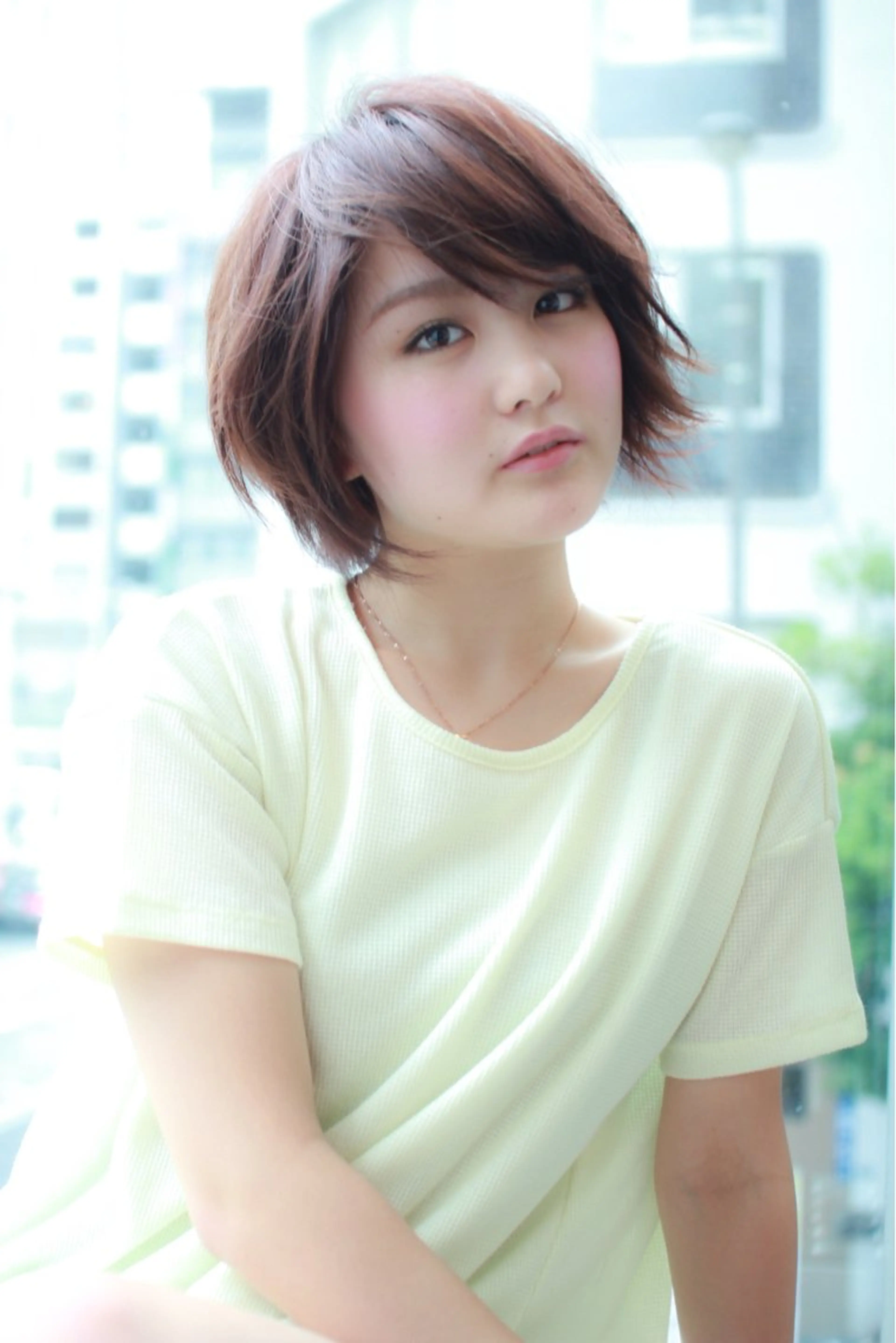 ミディアム ハイライト 髪質改善 小顔カット Endearing 銀座/レイヤーカットのヘアスタイル