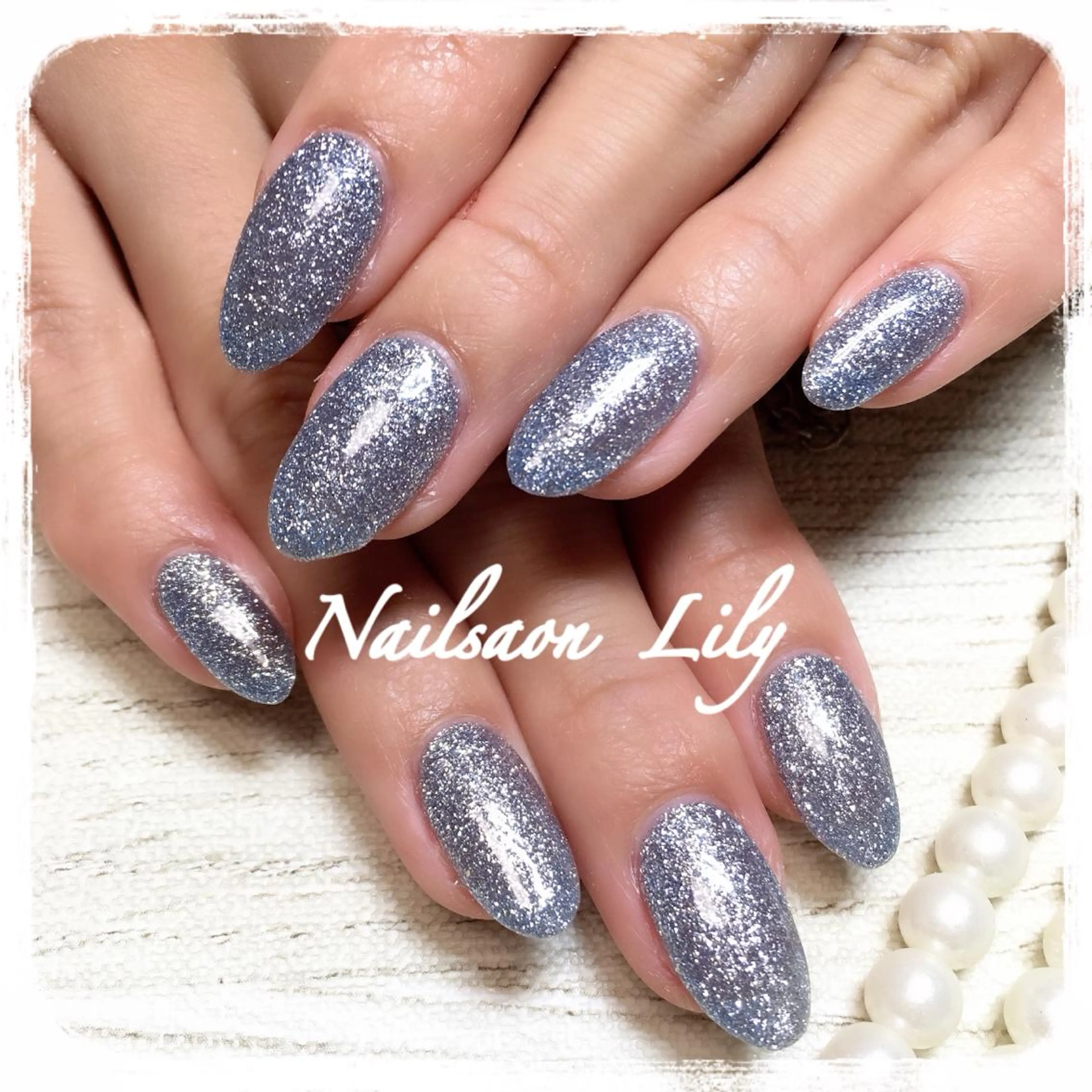 ネイル ブルー ラメ(グリッター) ハンドネイル Lily*nail 🌻Mii🌻のネイルデザイン