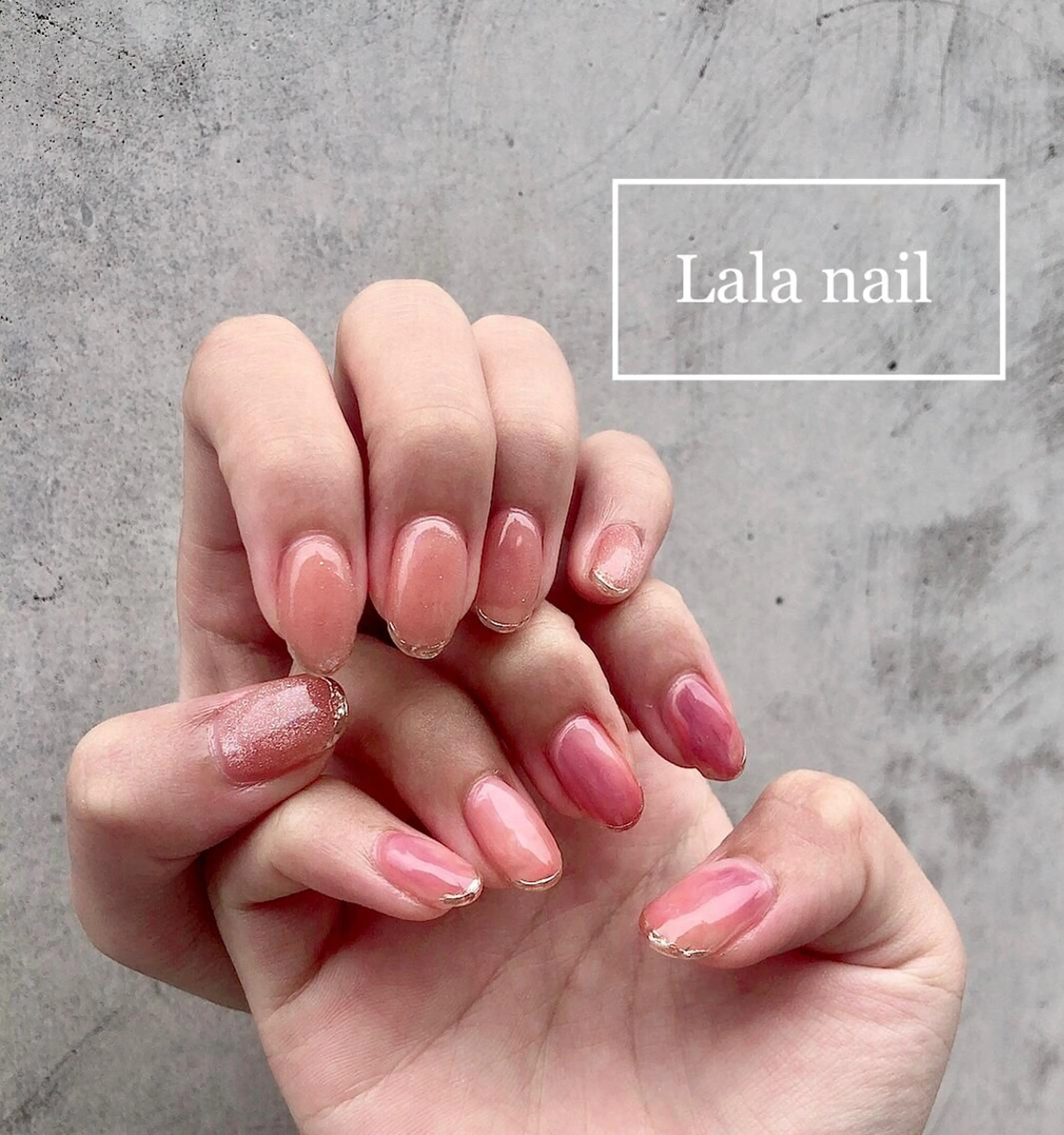 ネイル マグネットネイル ニュアンスネイル ピンク Lala nailのネイルデザイン