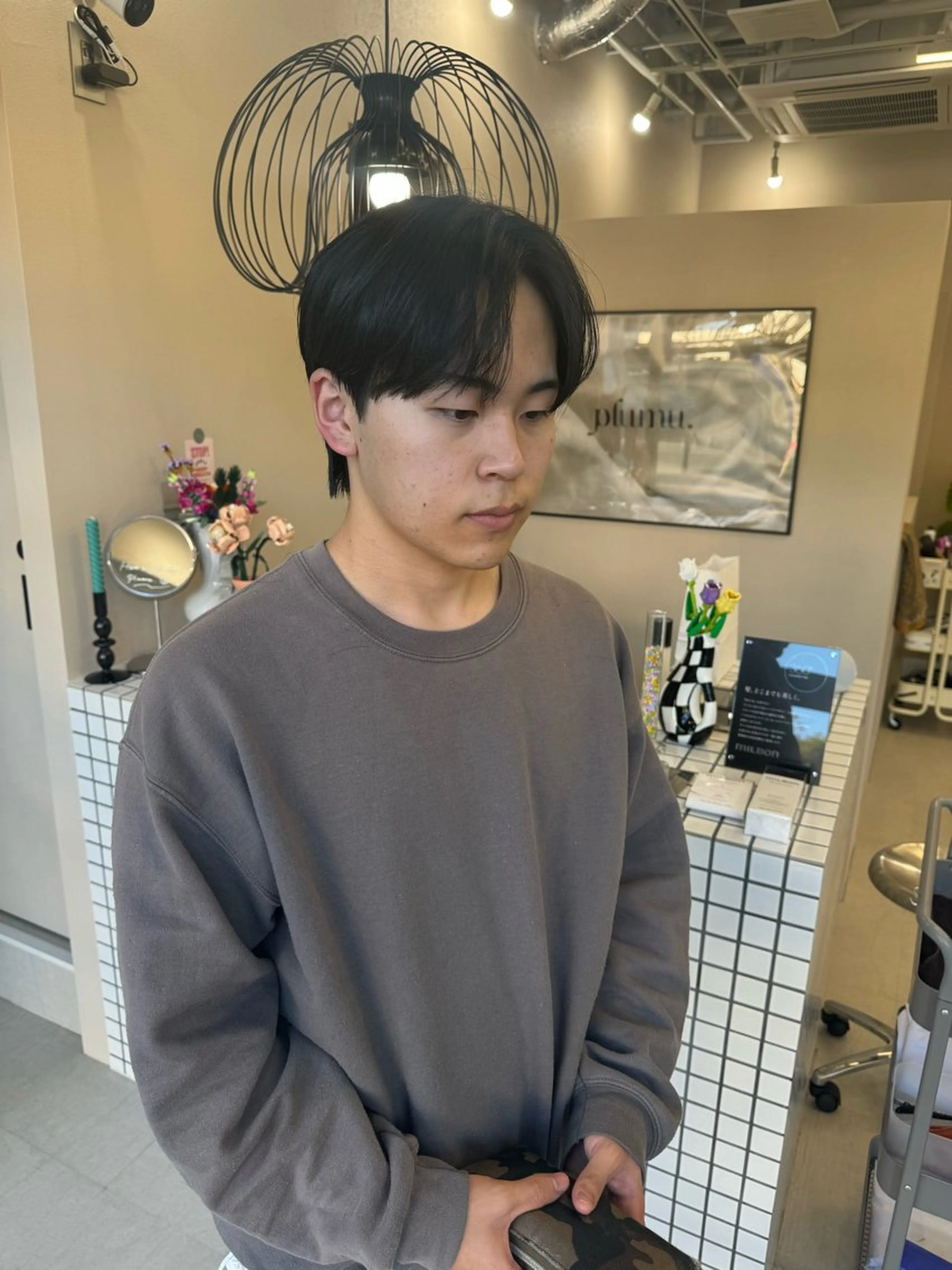 ショート カラー パーマ メンズ メンズブリーチ ダウンパーマ メンズハイライト メンズハイトーン メンズインナーカラー カット パーマ 🫧umu.🫧韓国 /レイヤー/ハッシュのヘアスタイル