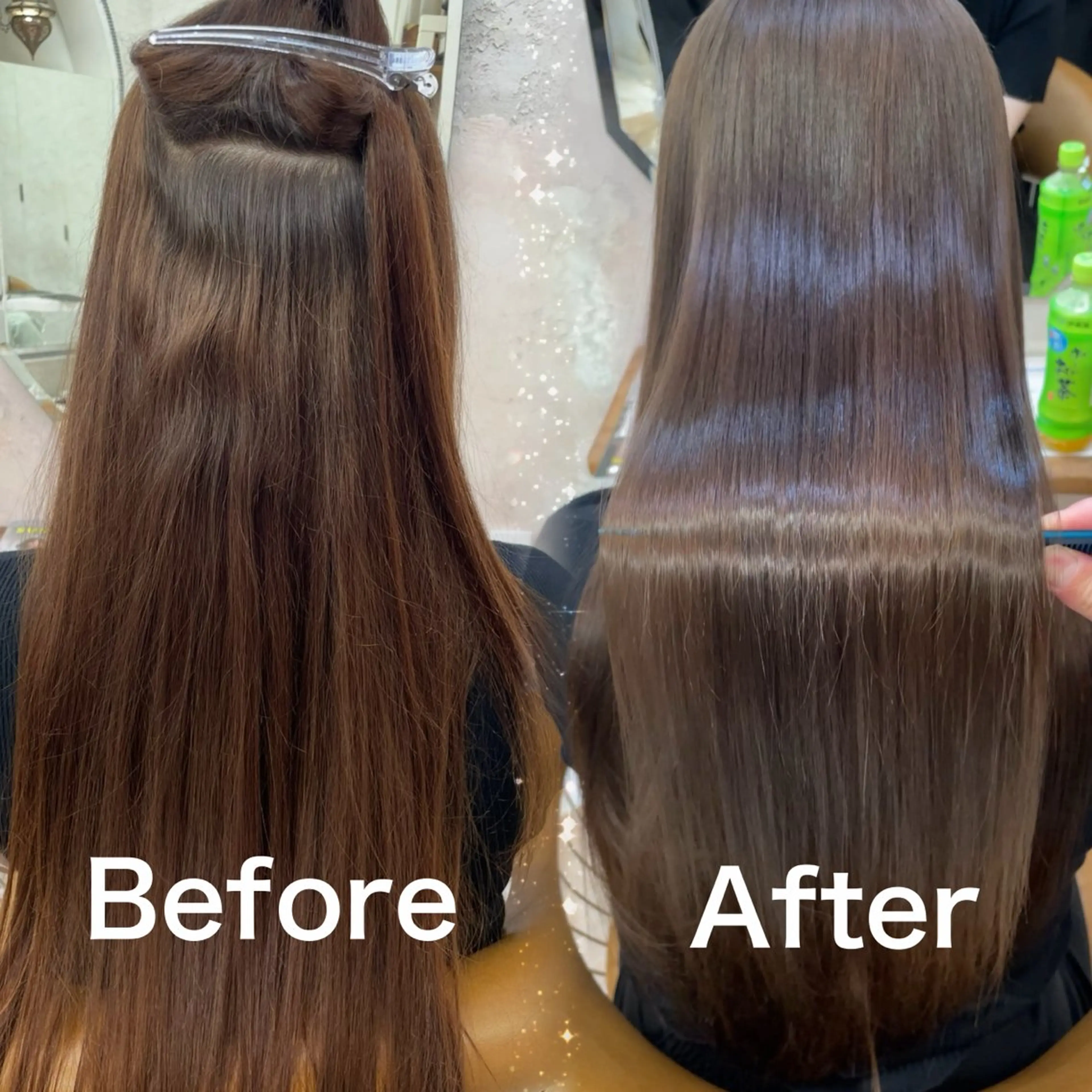 ロング カラー カット ヘアカラー 縮毛矯正 トリートメント ブリーチなし 透明感カラー/艶髪のヘアスタイル