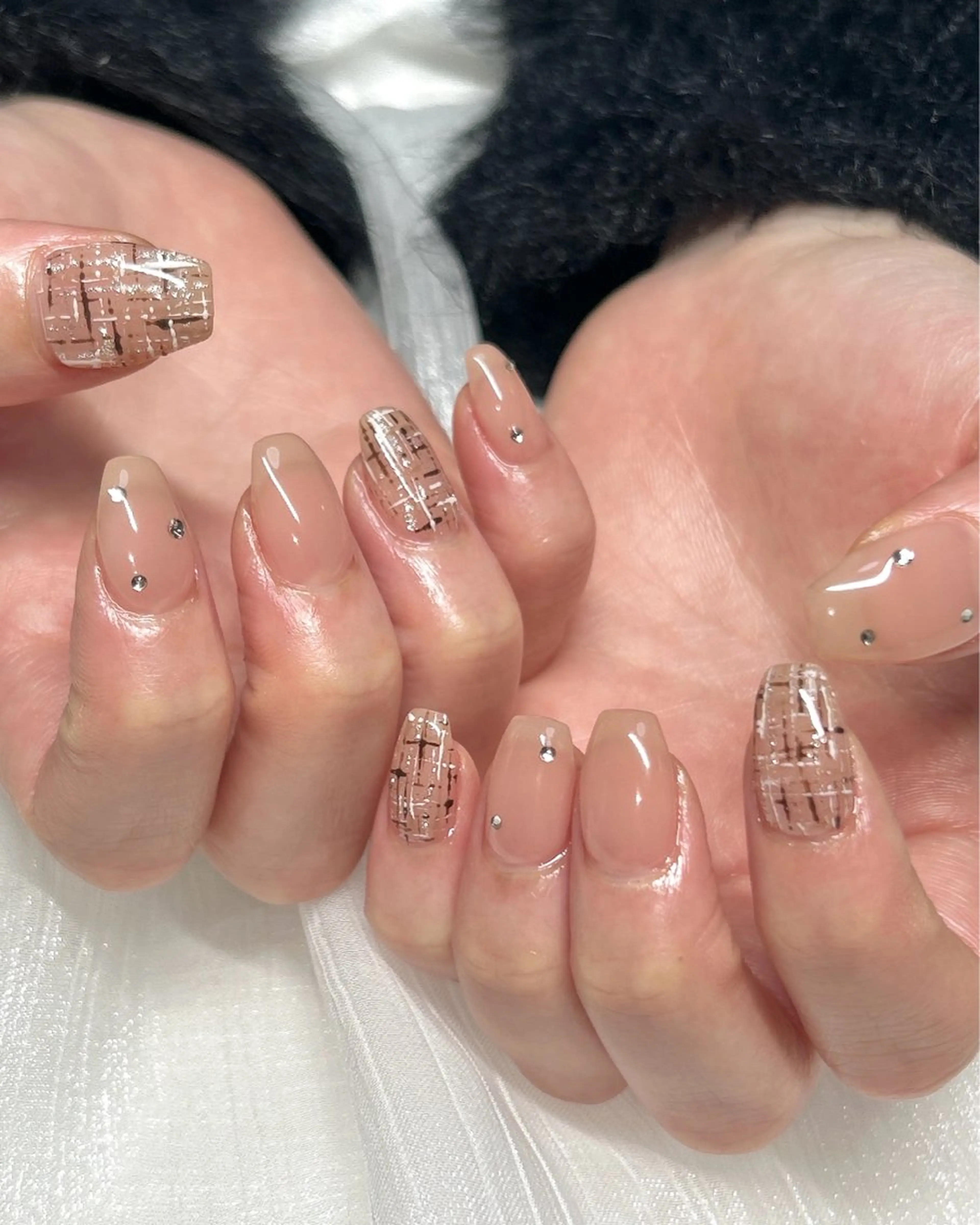 ネイル シンプルネイル ツイードネイル ハンドネイル ten nail salon かえでのネイルデザイン