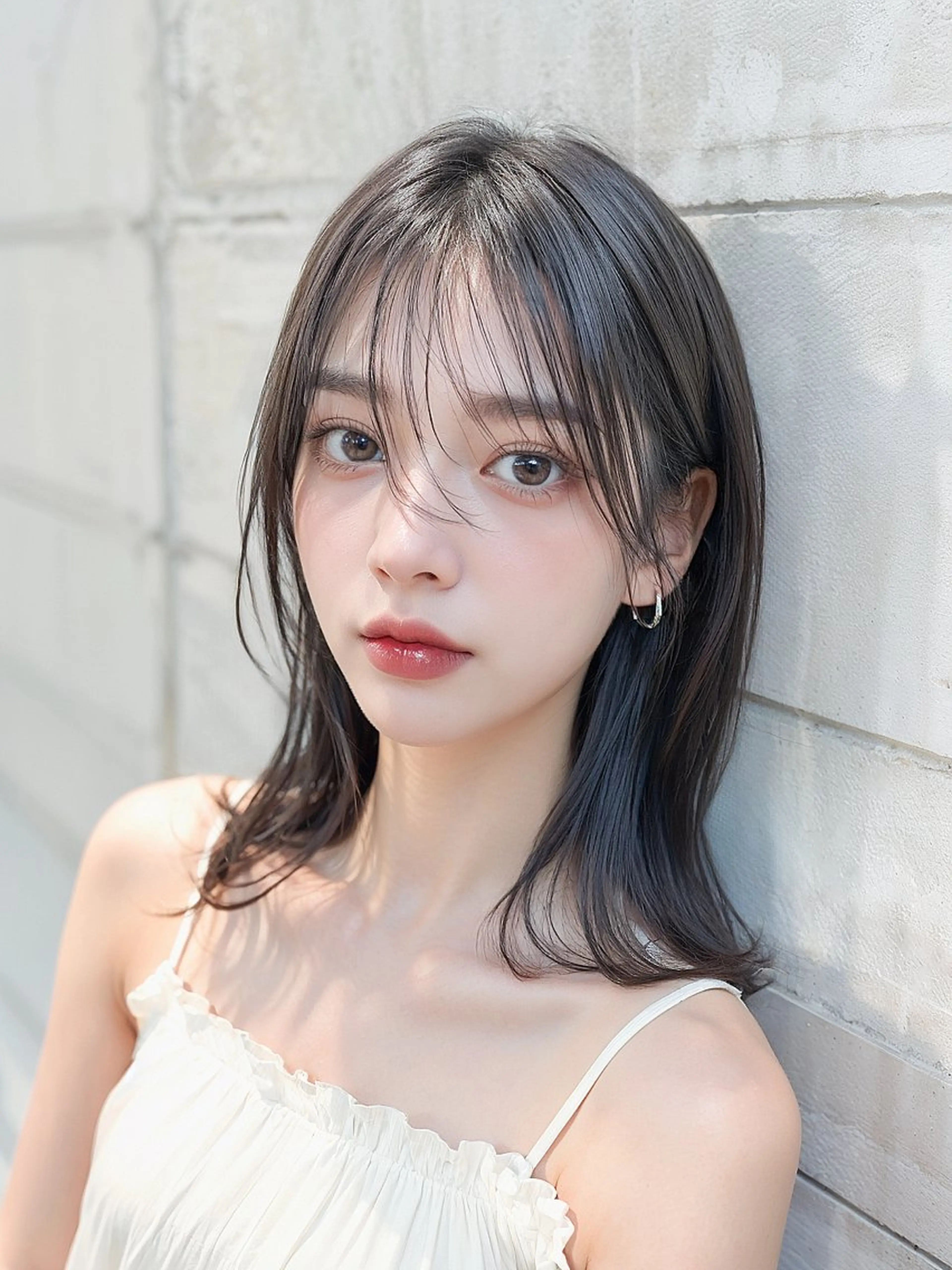 セミロング カラー 髪質改善韓国コテ巻き パーマ/城井友輔のヘアスタイル