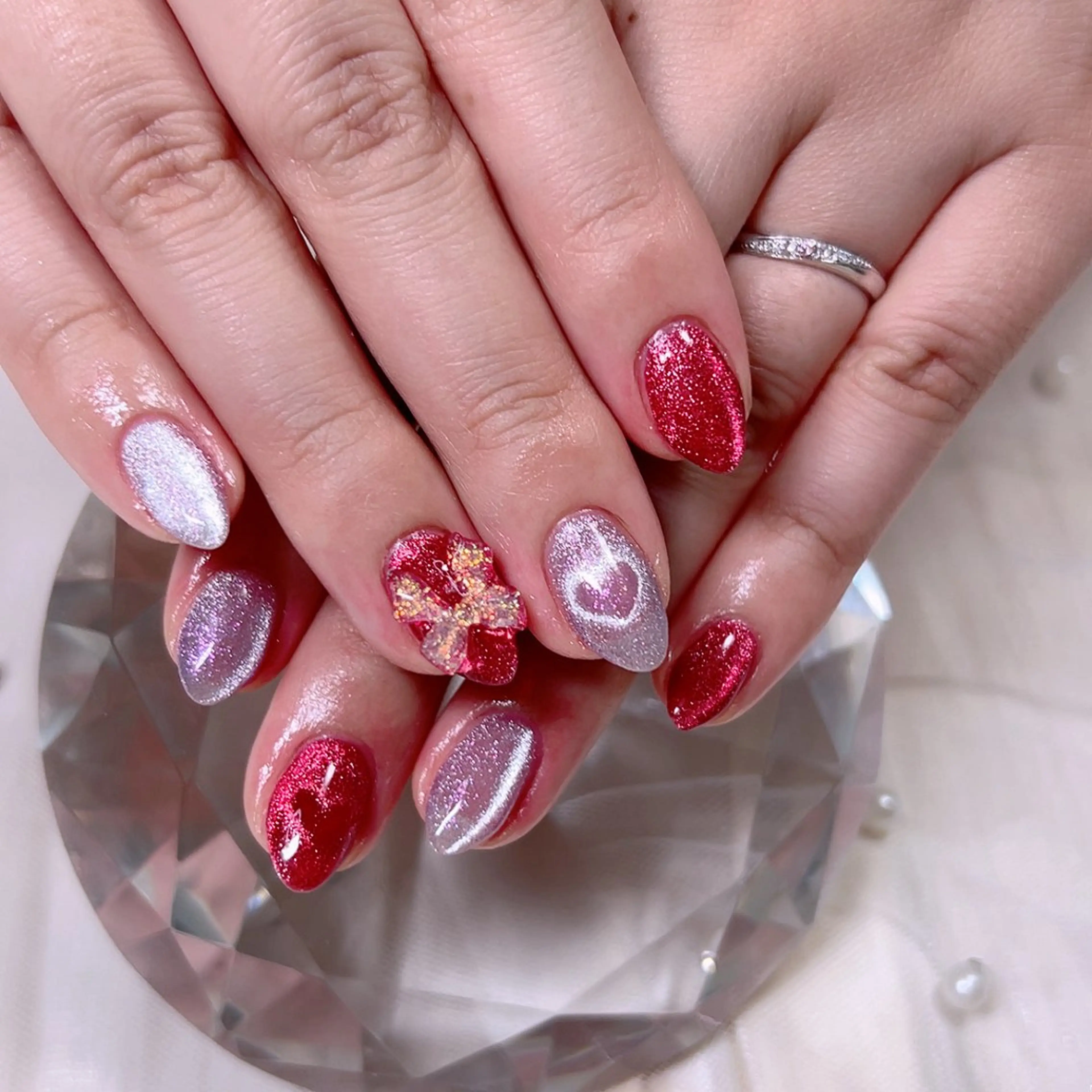 ネイル ハート マグネットネイル ぷっくりネイル Cute Tips nailのネイルデザイン