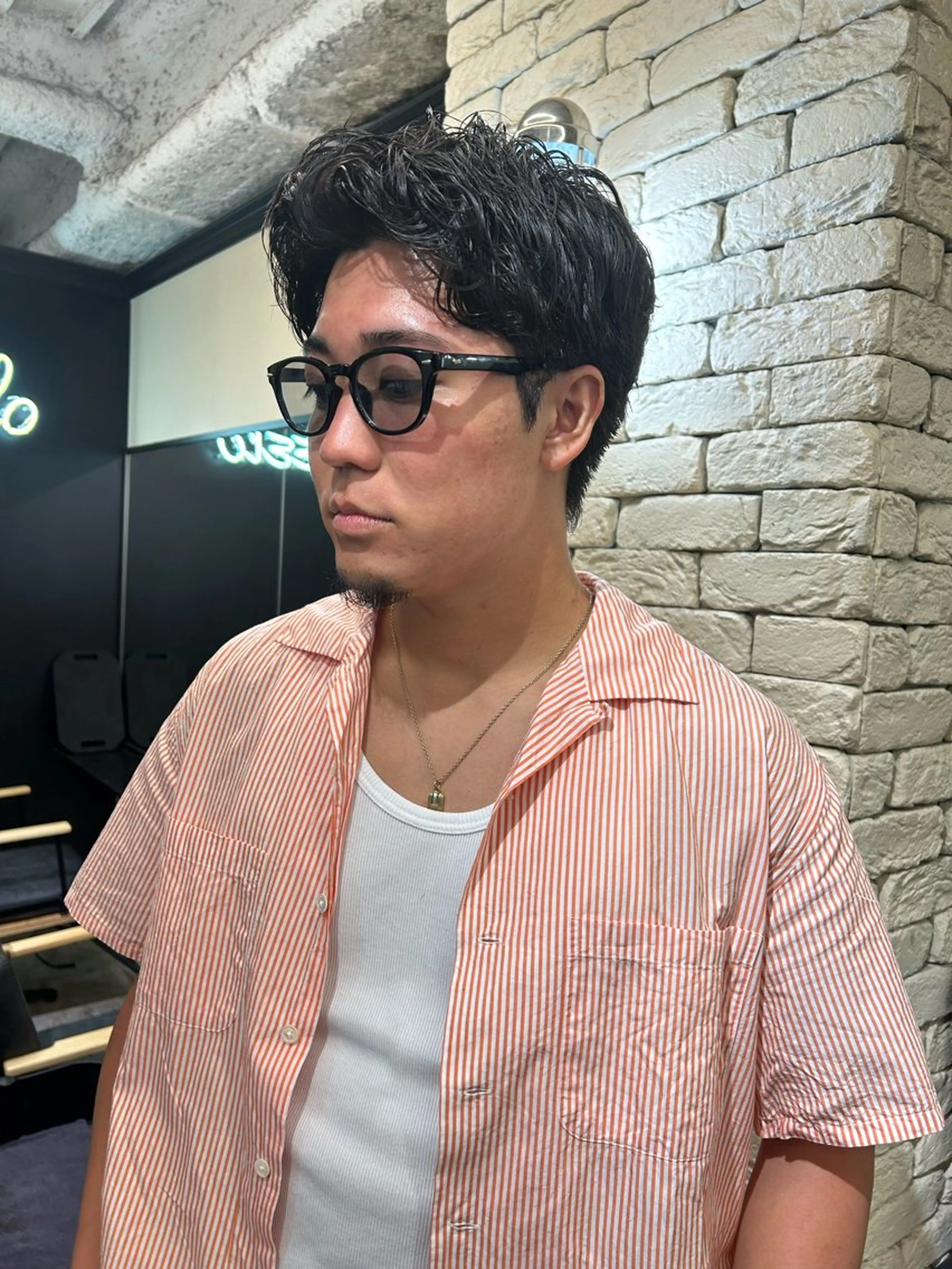 メンズ カット パーマ 地毛風艶カラー🌿 喜多夏海のヘアスタイル