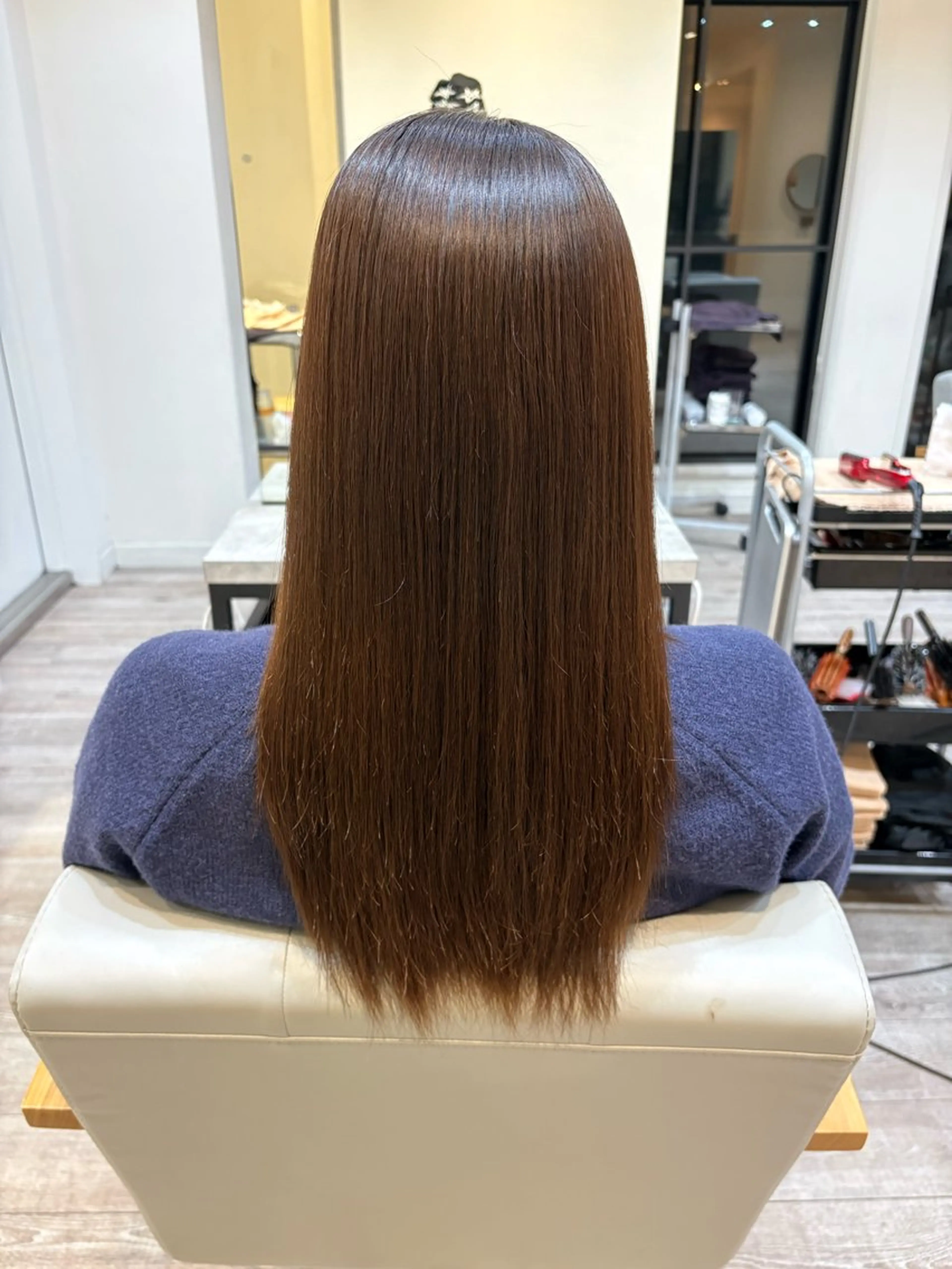 セミロング 縮毛矯正 トリートメント 大木 唯月のヘアスタイル