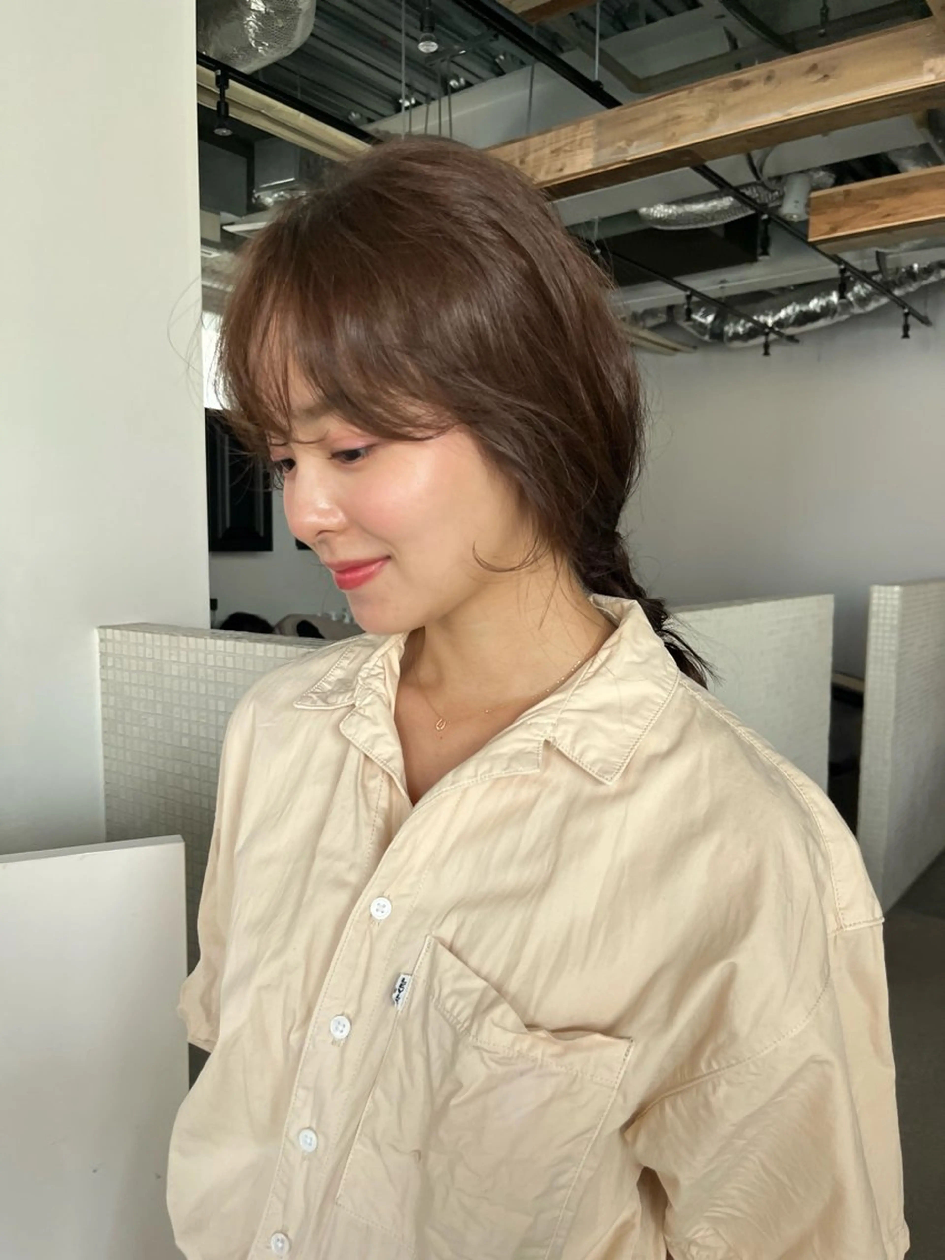 カラー ベージュカラー 透明感カラー ヘアカラー トリートメント ヘッドスパ 無料カットモデル募集 ／ueno aiのヘアスタイル