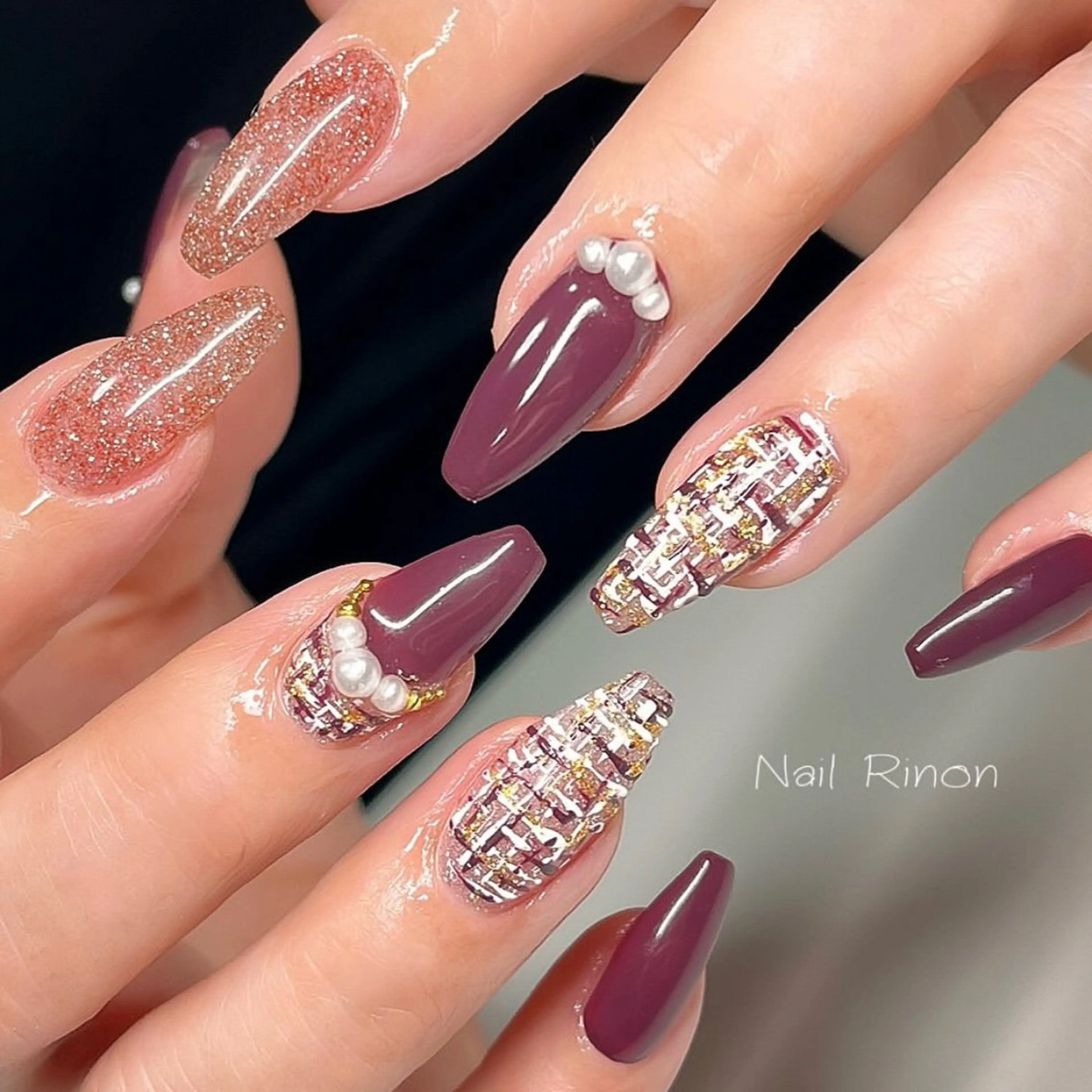 ネイル ツイードネイル Nail Rinonのネイルデザイン
