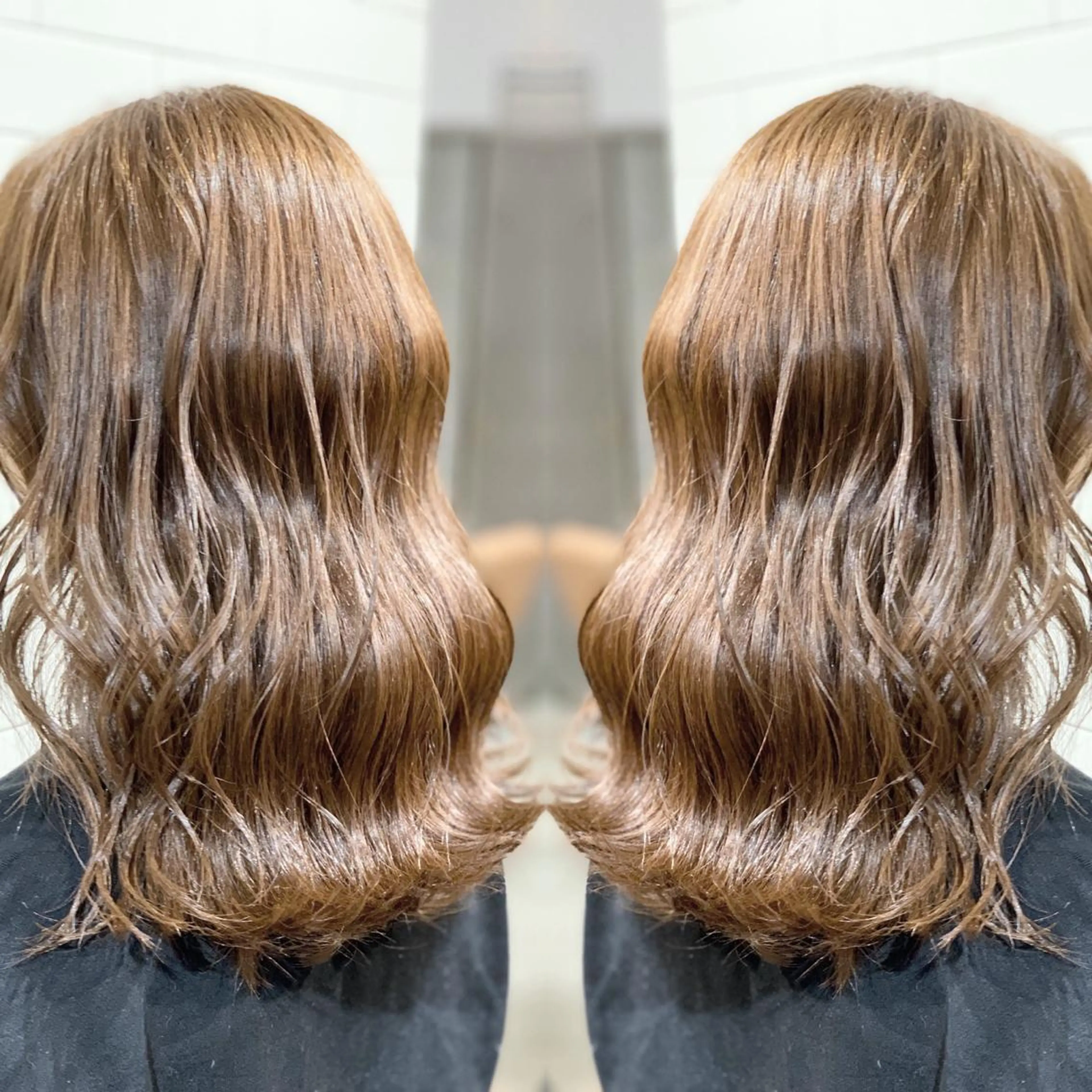 ミディアム カラー ヘアアレンジ ヘアカラー トリートメント ヘアセット 髪質改善×ハイトーン 中田啄也のヘアスタイル